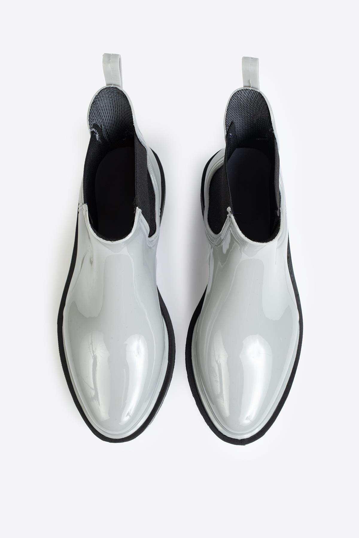 Kadın Parlak Chelsea Yağmur Botu –Kalın Taban Bot - Görsel 7