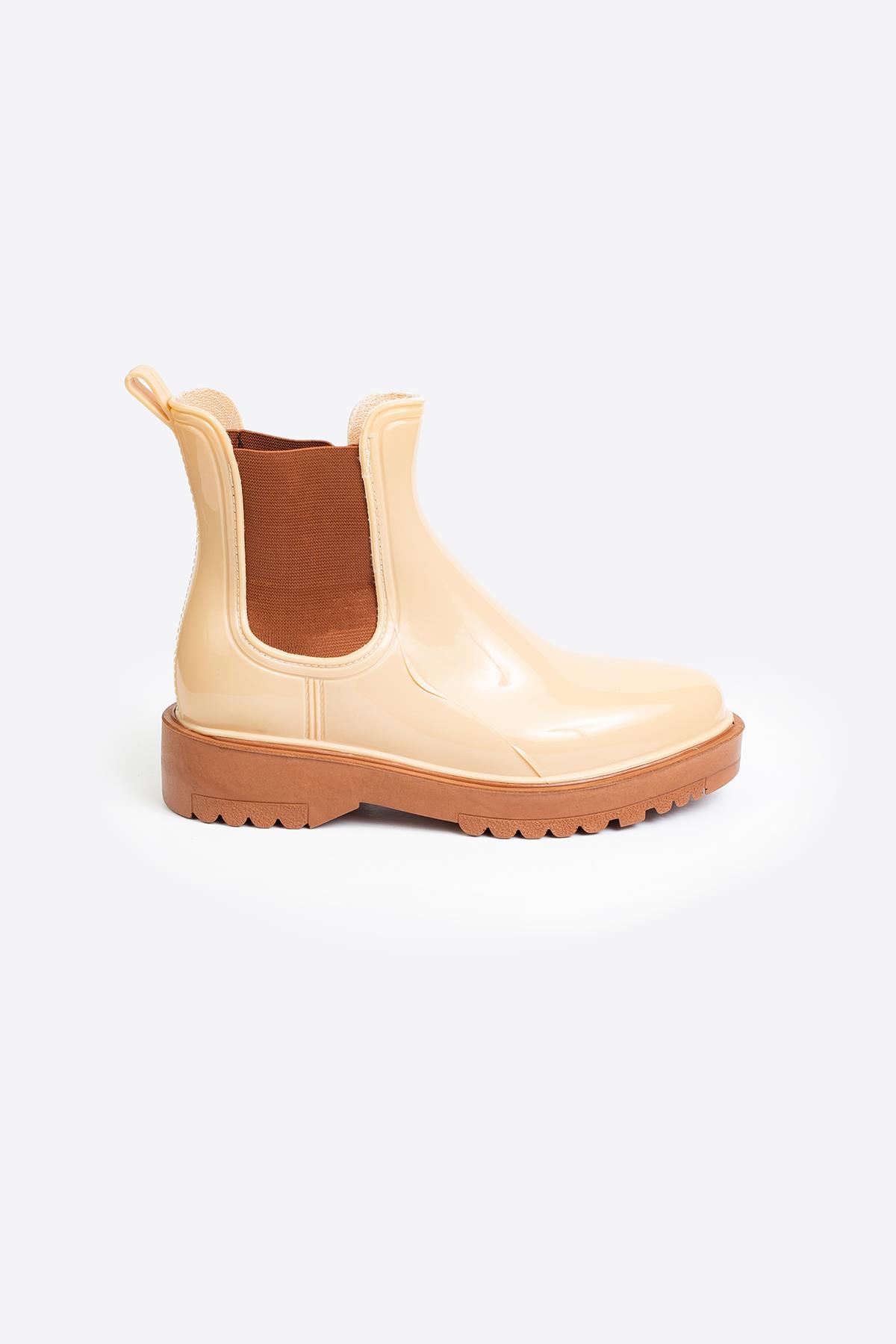 Kadın Parlak Chelsea Yağmur Botu –Kalın Taban Bot - Görsel 2