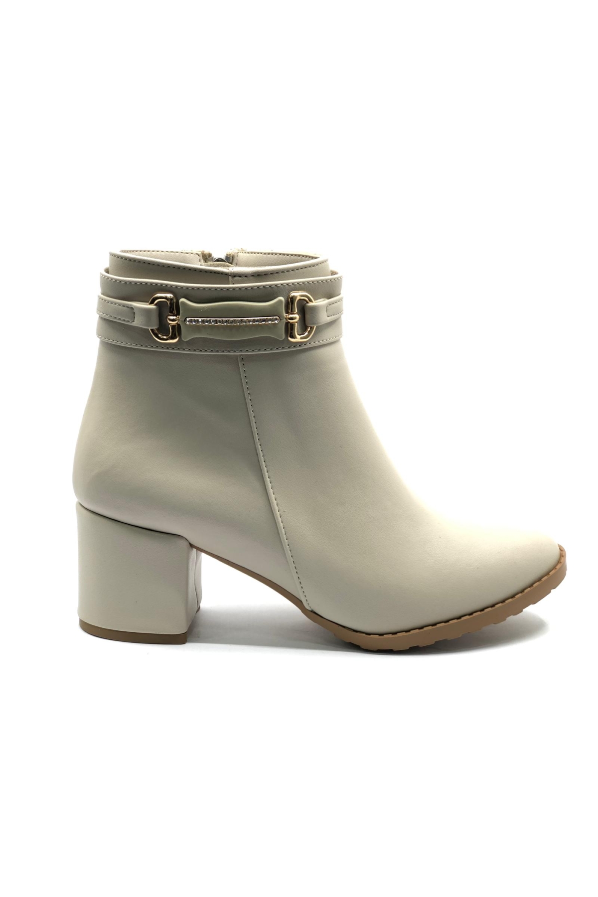 Yanı İnce Taş Tokalı Klasik Topuklu Kadın Bot - Görsel 3