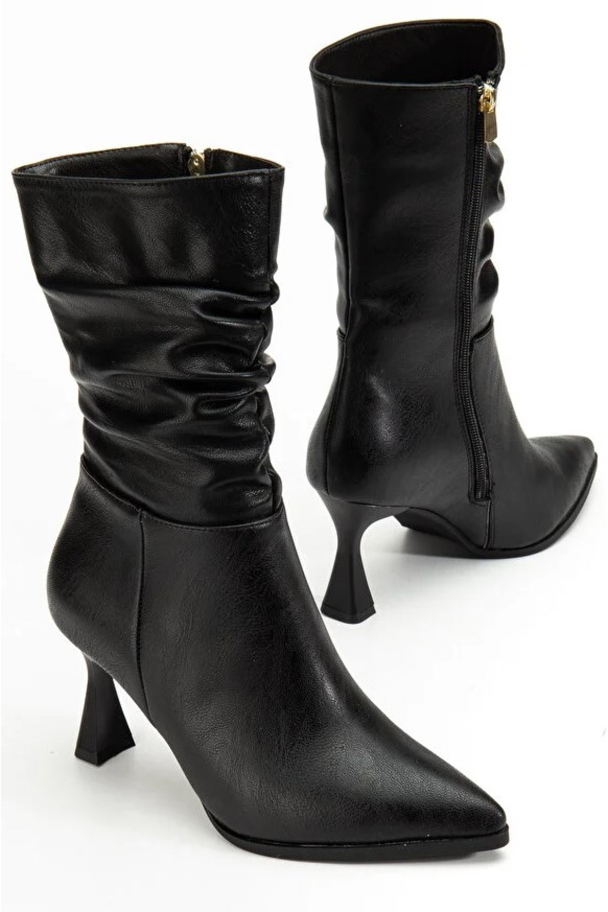 Yandan Fermuarlı Büzgülü Kadın Çizme - Görsel 3