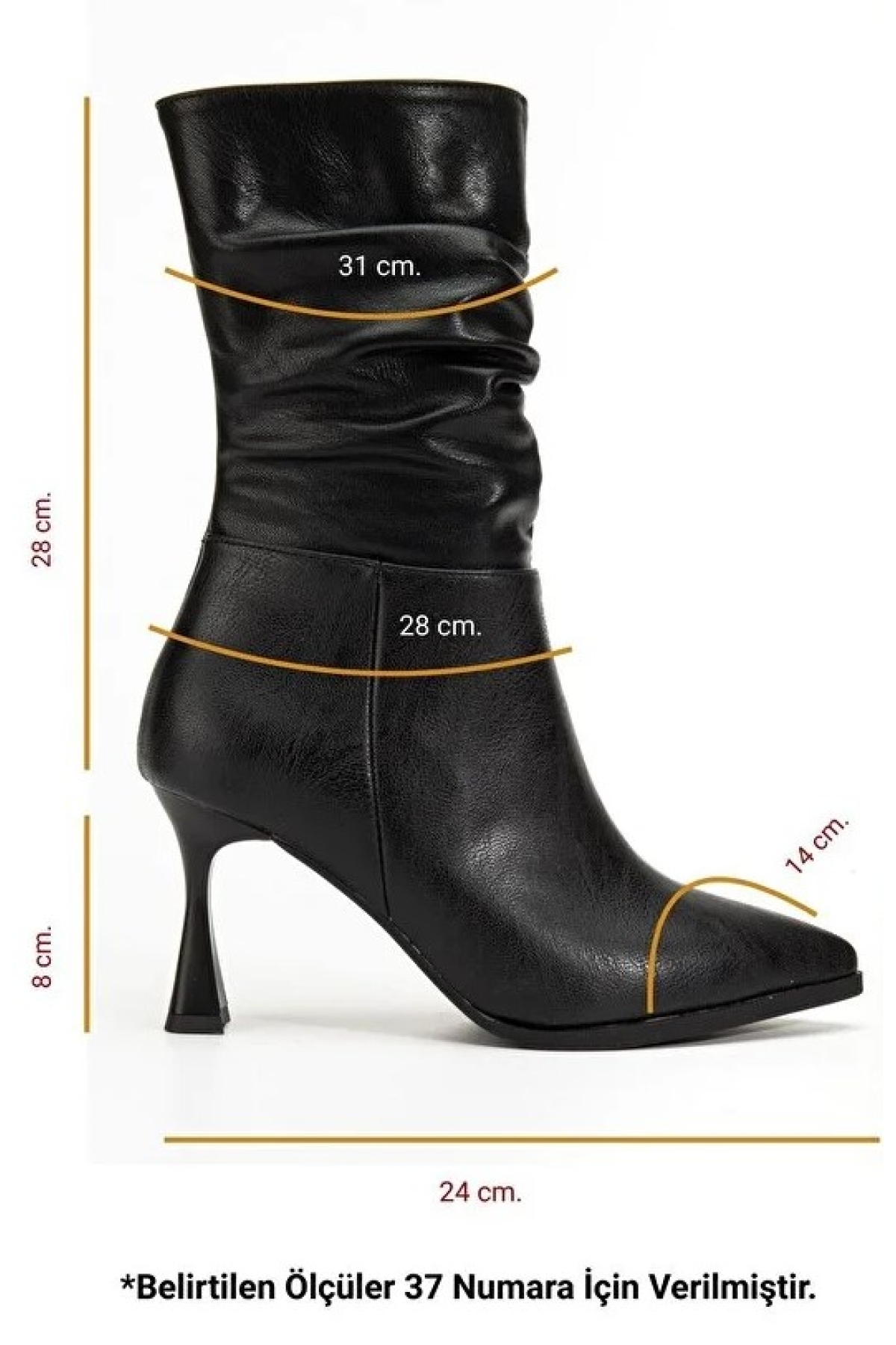 Yandan Fermuarlı Büzgülü Kadın Çizme - Görsel 8