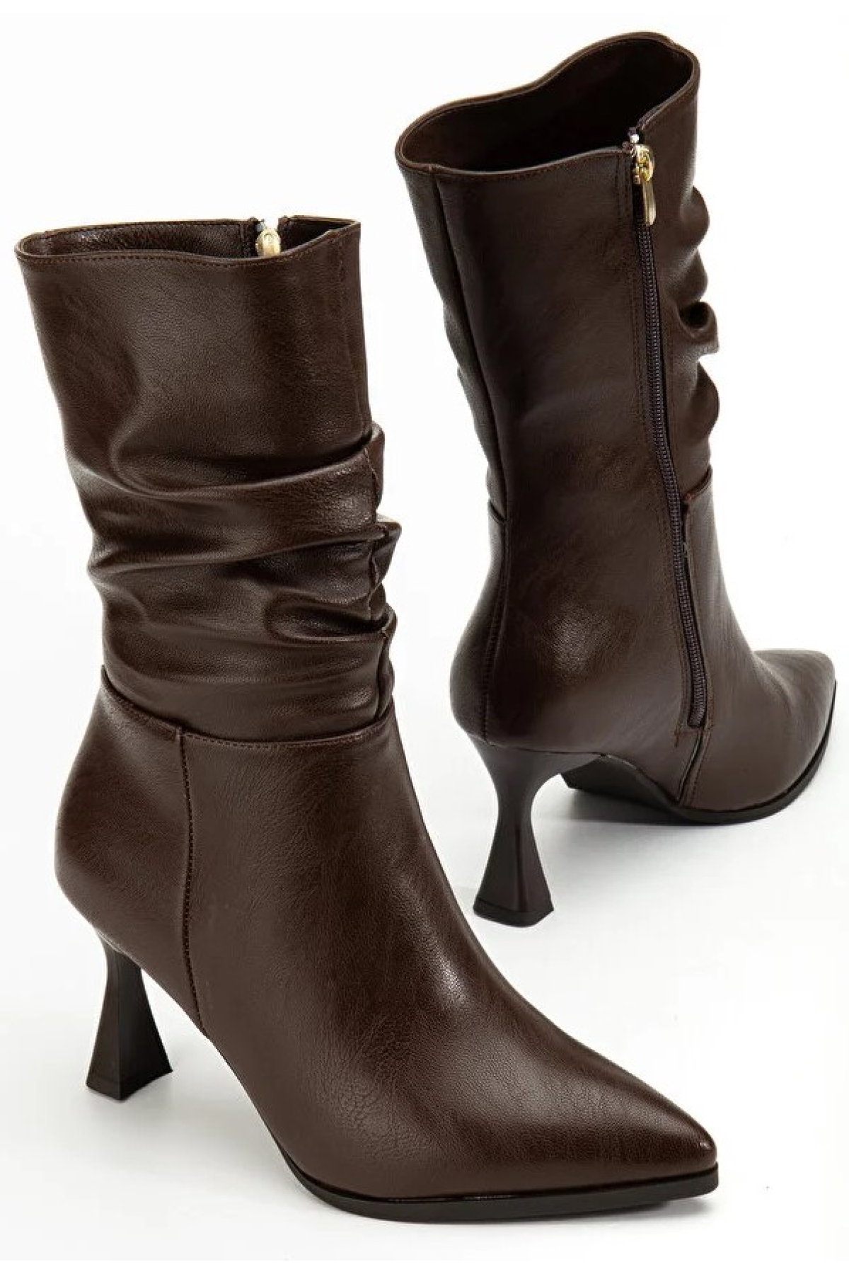 Yandan Fermuarlı Büzgülü Kadın Çizme - Görsel 4