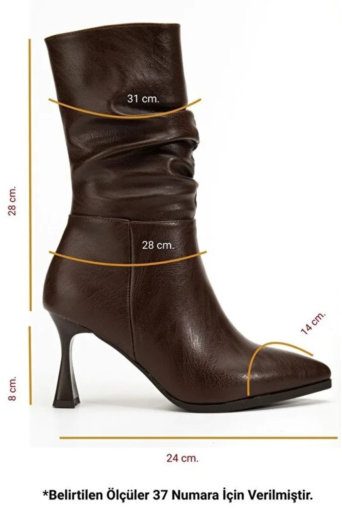 Yandan Fermuarlı Büzgülü Kadın Çizme - Görsel 8