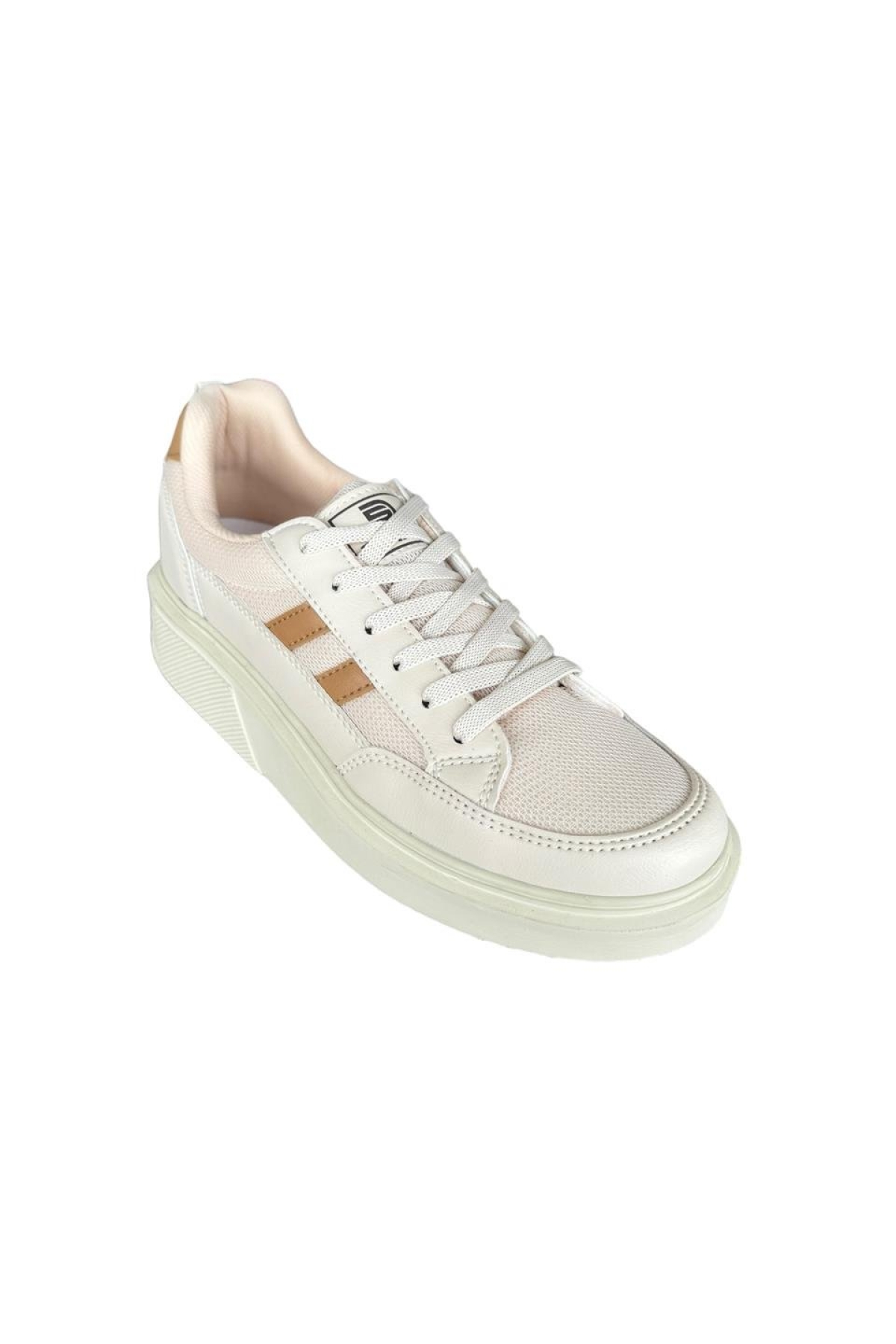 Bağcıklı Kadın Sneaker Ayakkabı BEJ - Görsel 3