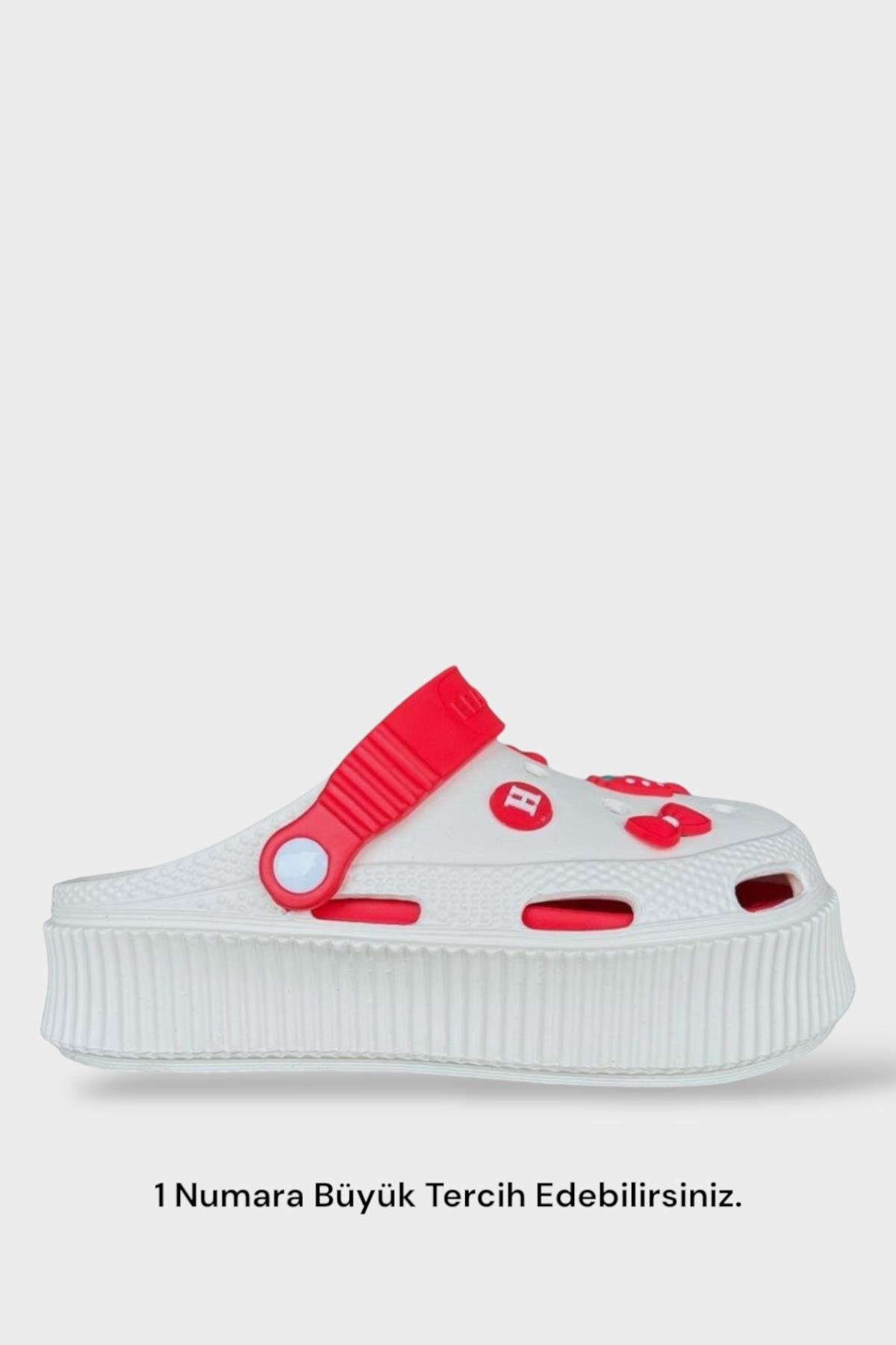 Yüksek Comfort Taban Kadın Sandalet KREM-KIRMIZI - Görsel 2