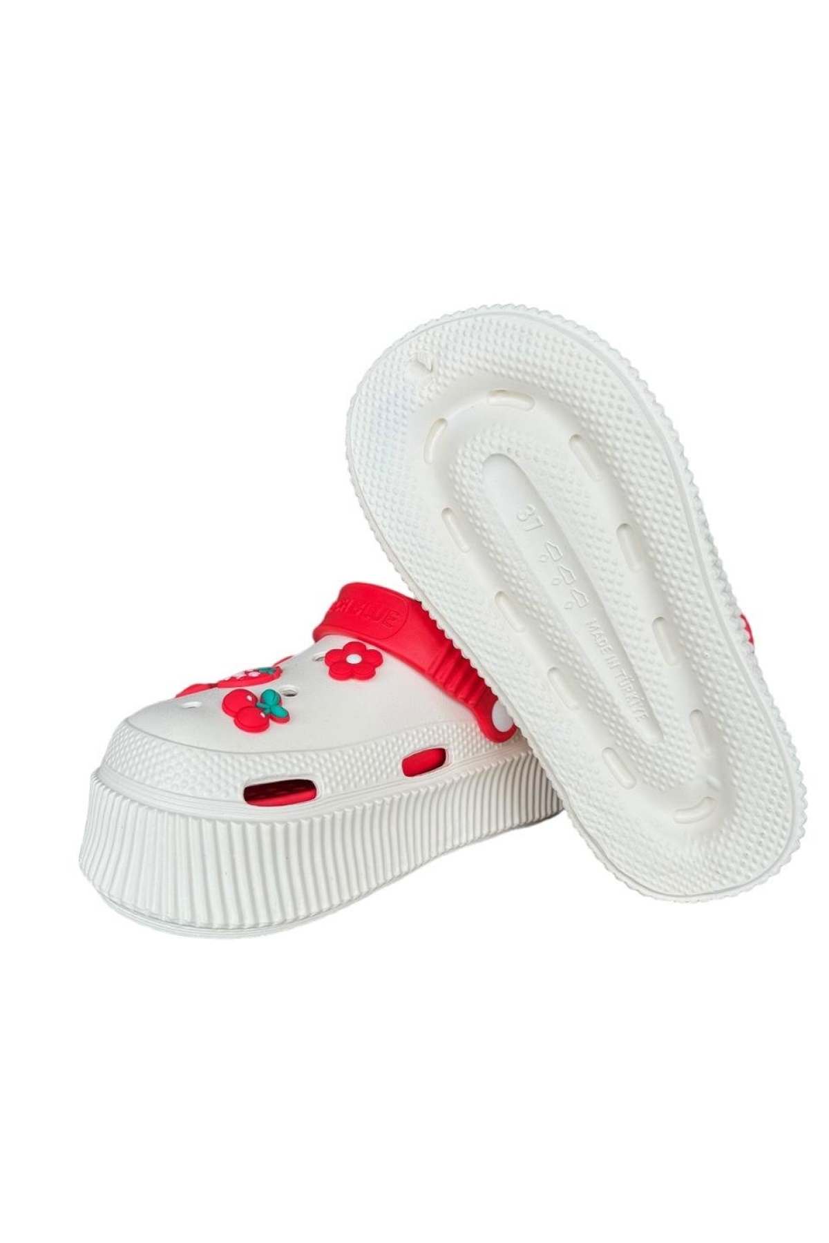 Yüksek Comfort Taban Kadın Sandalet KREM-KIRMIZI - Görsel 6