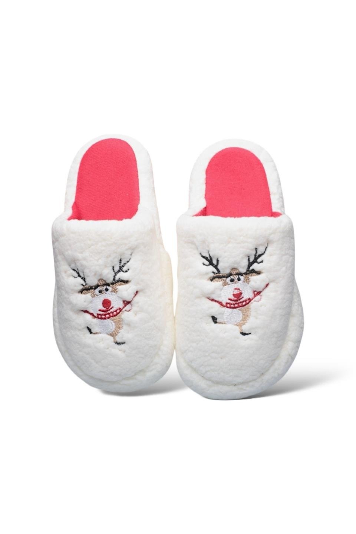 Kadın Pofuduk Nakışlı Ev Terliği Çeyiz Bohça Terliği Valentine's Day BEYAZ - BEJ - Görsel 5