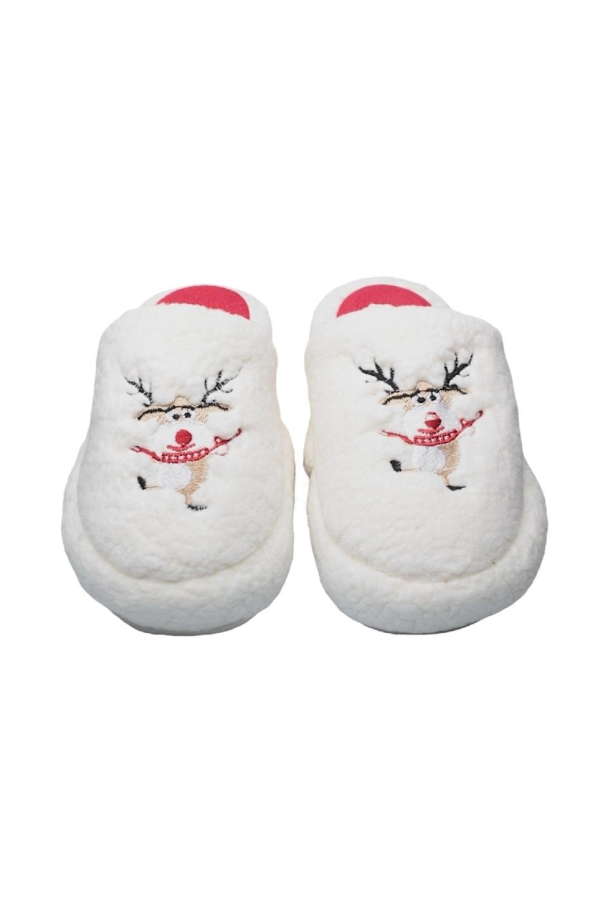 Kadın Pofuduk Nakışlı Ev Terliği Çeyiz Bohça Terliği Valentine's Day BEYAZ - BEJ - Görsel 7