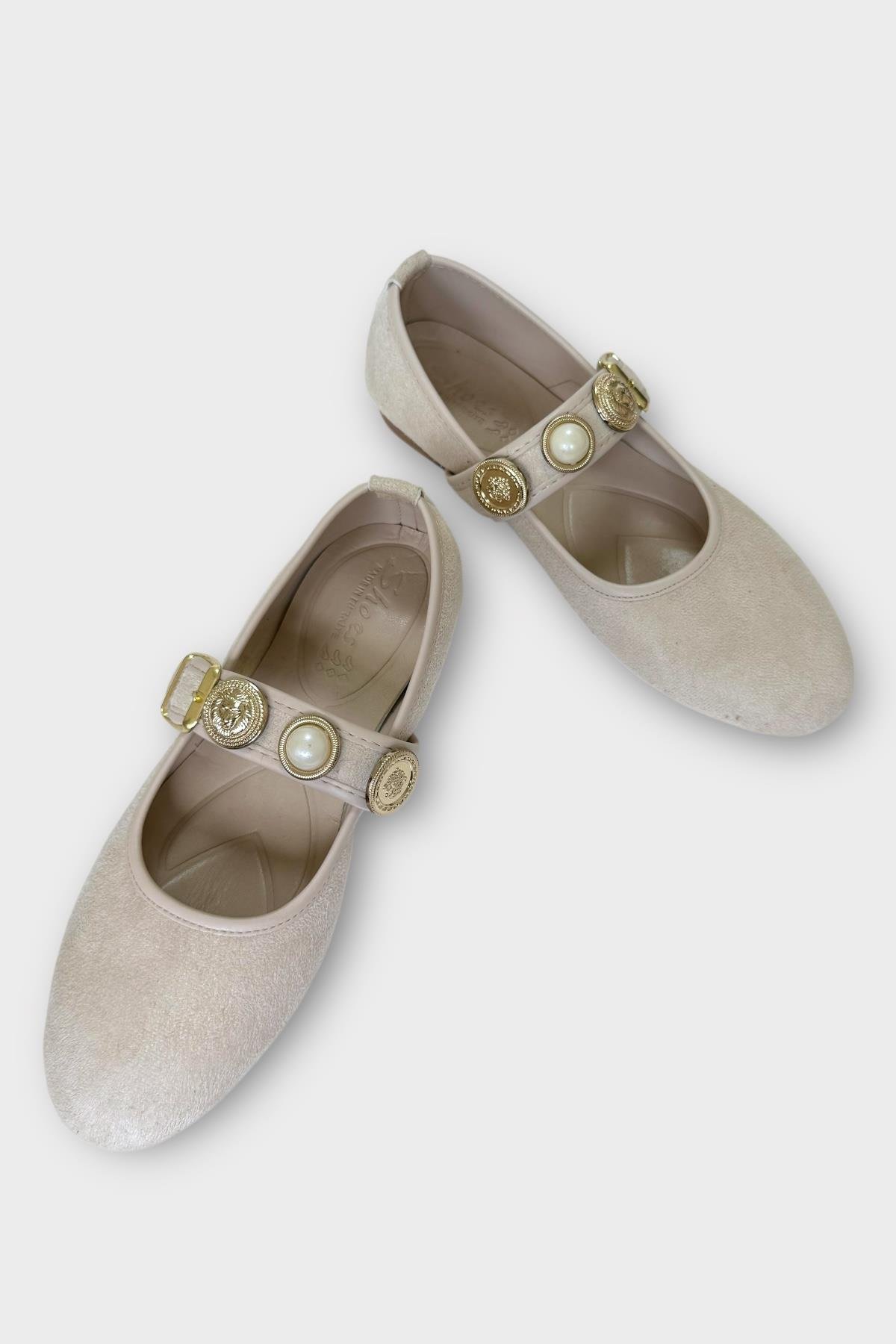 Kadın İnci ve Mühür Aksesuar Bantlı Babet KREM - BEJ - Görsel 6