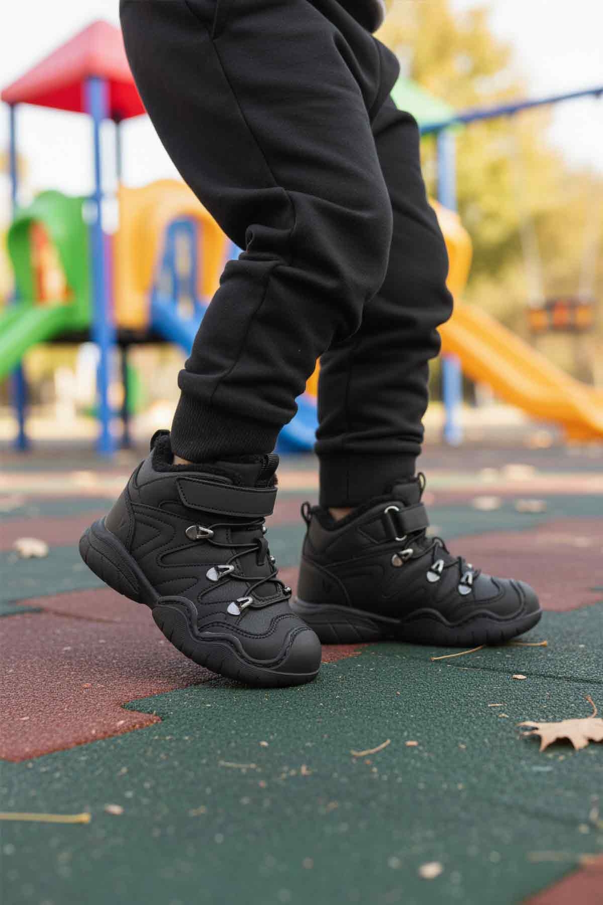 Siyah Kürklü Soğuğa Dirençli Kaymaz Erkek Çocuk Bot 2090 P - Görsel 4