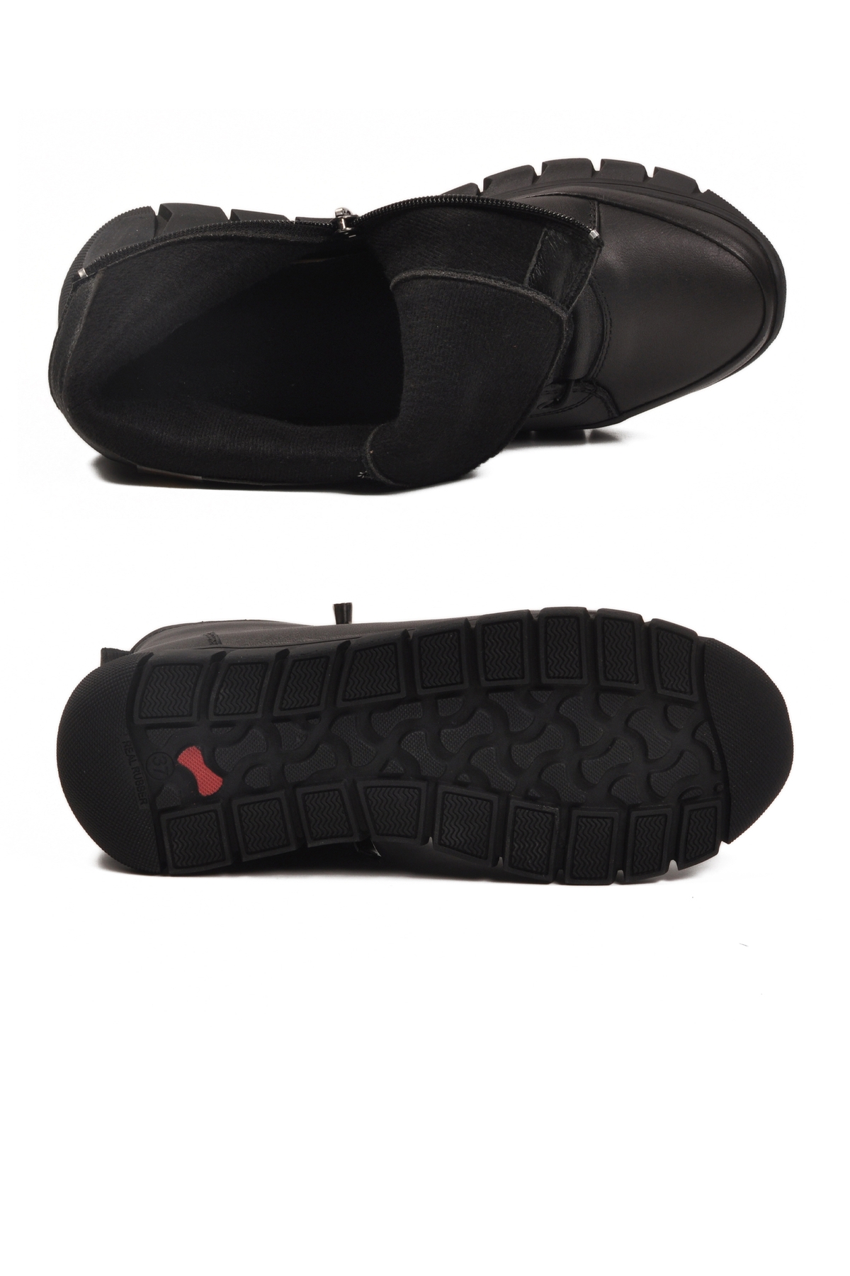 Siyah Hakiki Deri İçi Polarlı Kaymaz Fermuarlı Kadın Bot 3910 Z - Görsel 6