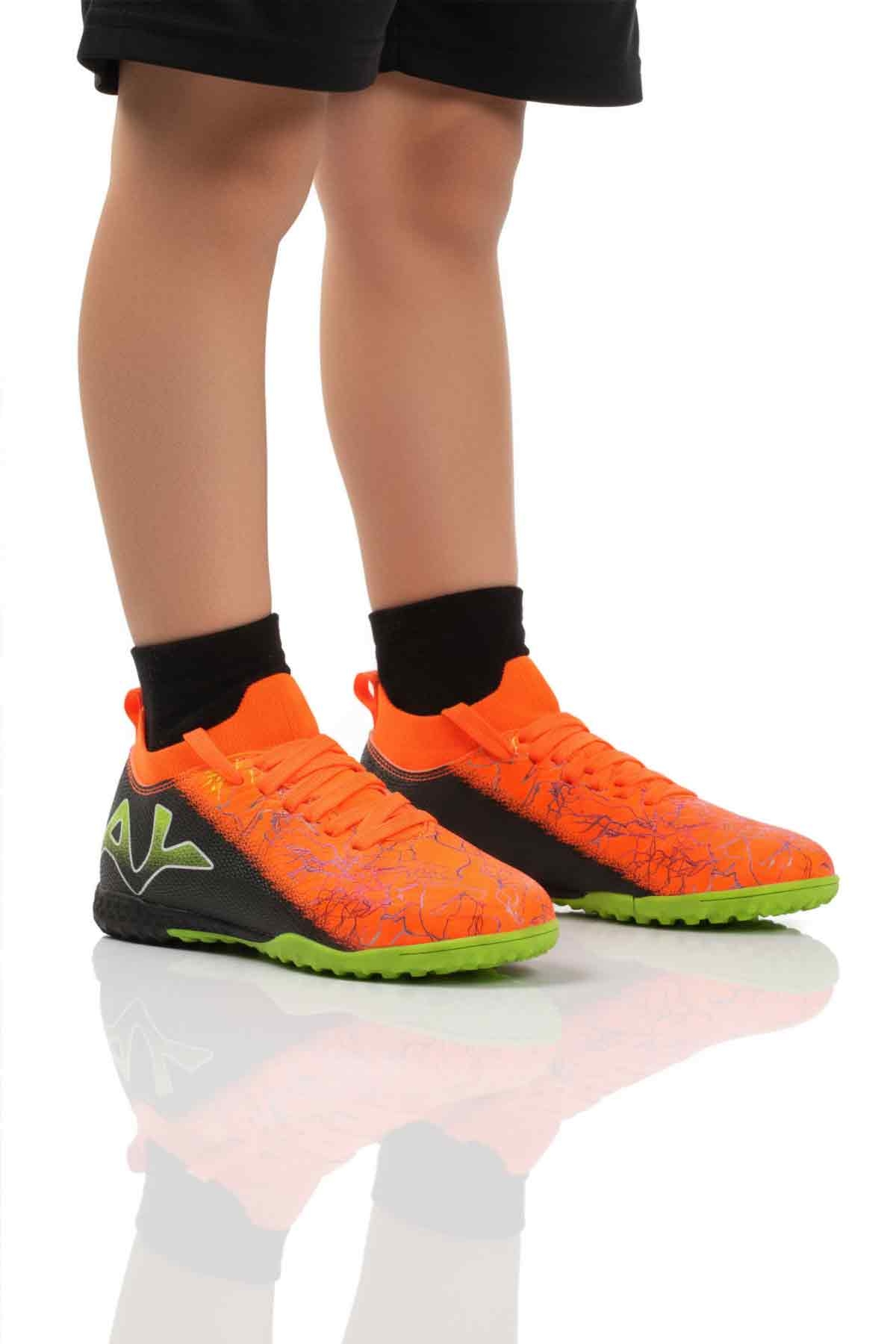 Turuncu Siyah Bilekten Çoraplı Erkek Çocuk Halı Saha Ayakkabısı FH-252-153 F - Görsel 2