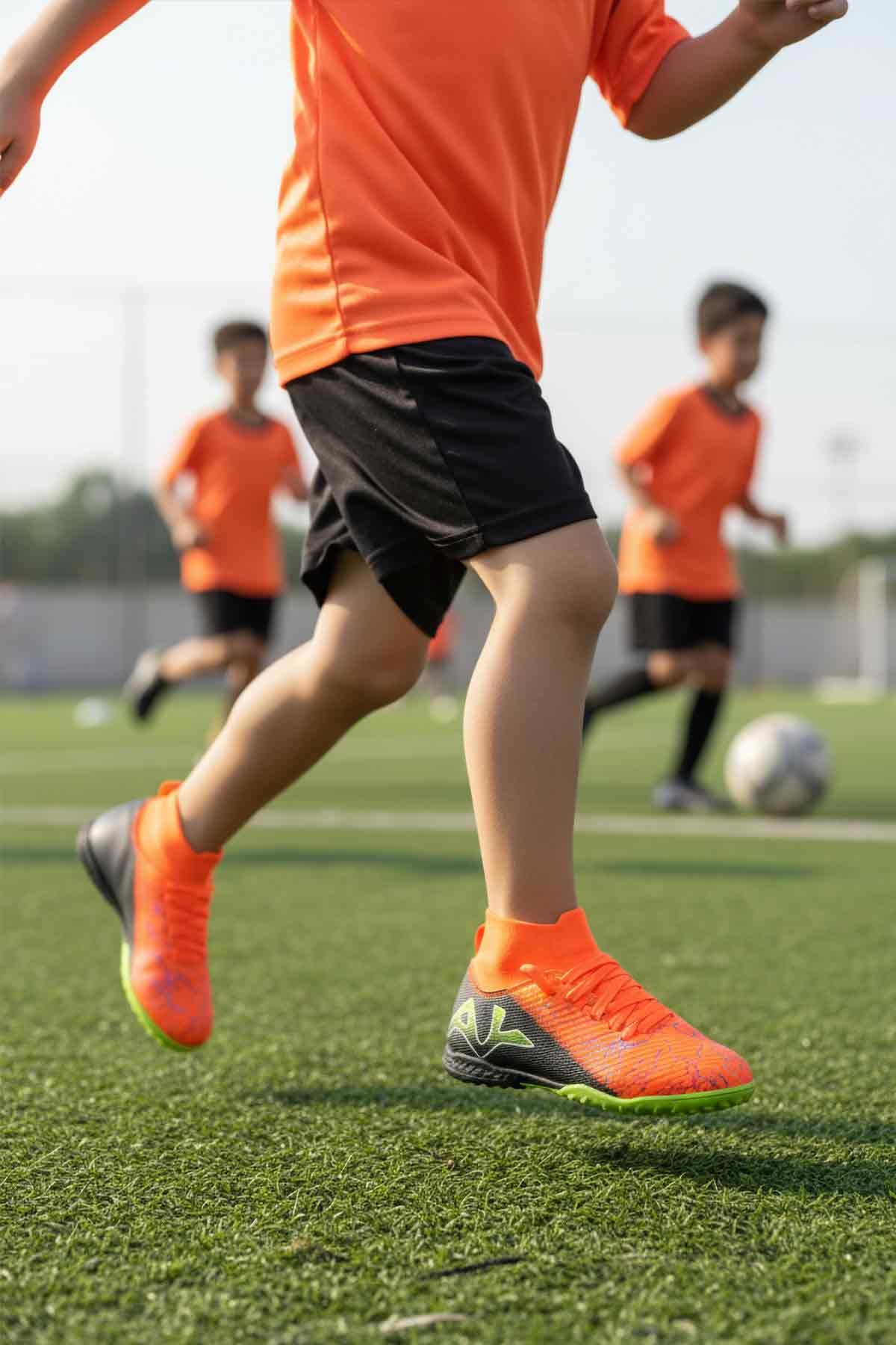 Turuncu Siyah Bilekten Çoraplı Erkek Çocuk Halı Saha Ayakkabısı FH-252-153 F - Görsel 4