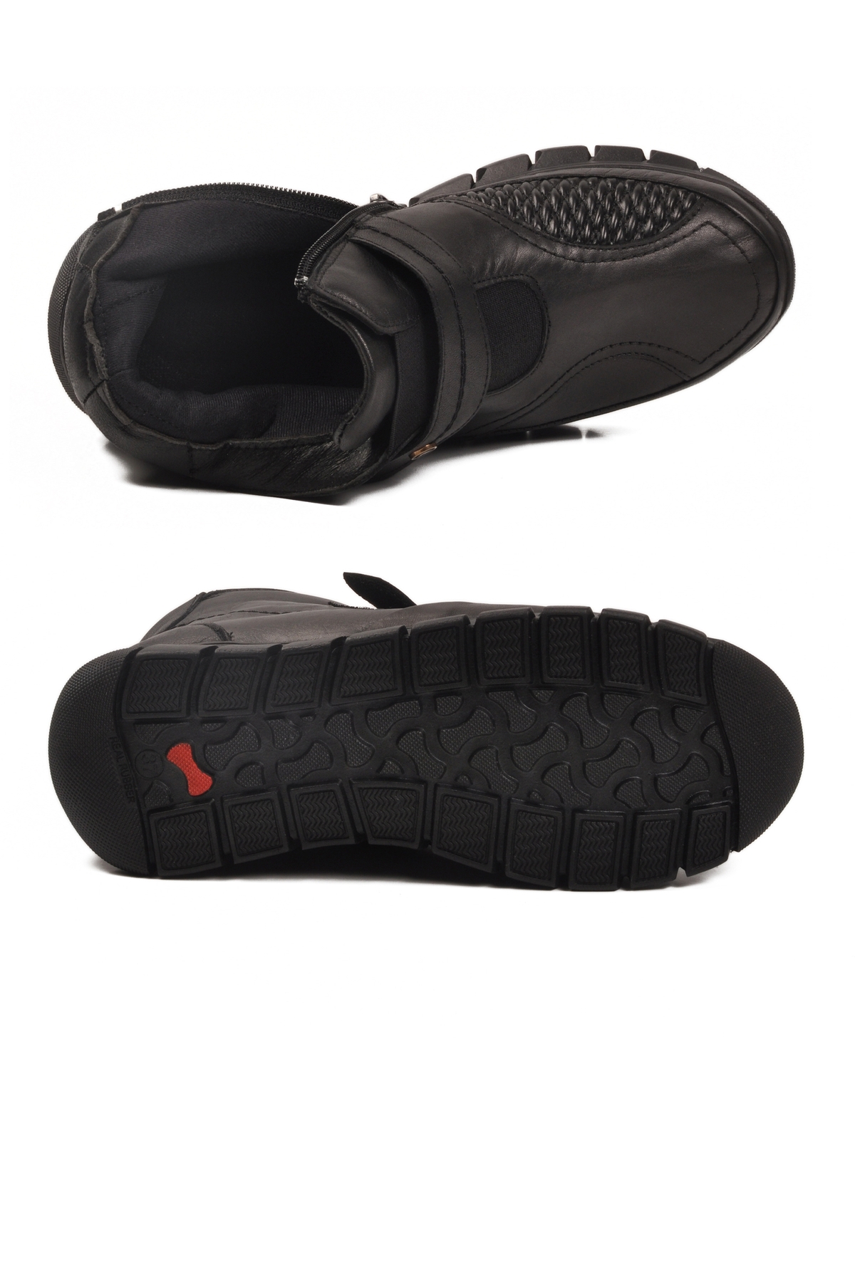 Siyah Hakiki Deri İçi Polarlı Cırtlı Fermuarlı Kaymaz Kadın Bot 3609 Z - Görsel 6