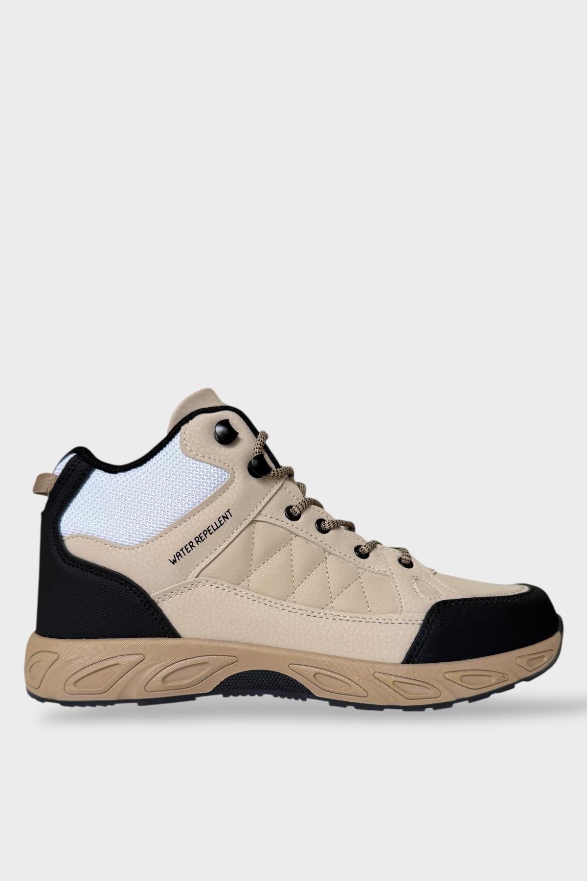 Outdoor Bot Ayakkabı Kışlık Dayanıklı Sağlam Taban Bağcıklı BEJ - Görsel 2