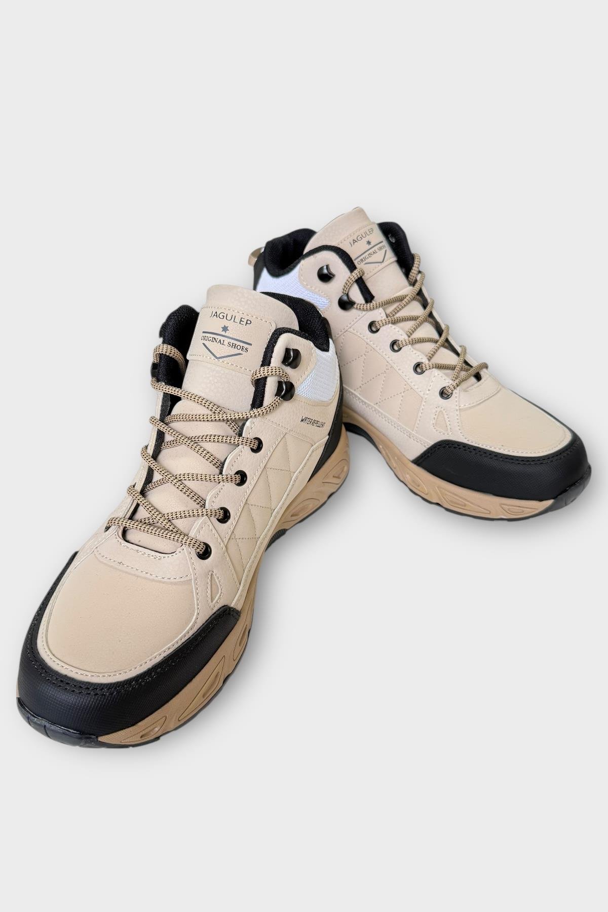 Outdoor Bot Ayakkabı Kışlık Dayanıklı Sağlam Taban Bağcıklı BEJ - Görsel 4