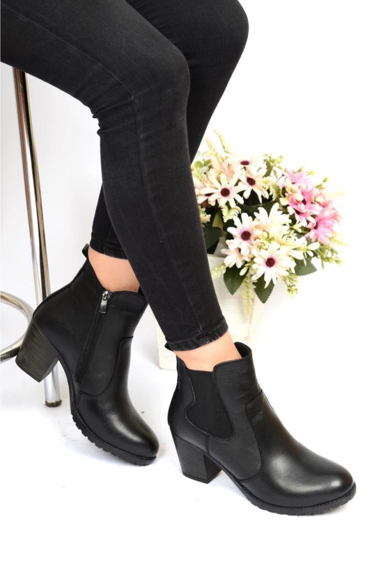 Scavia Orto Pedik 7 Cm Topuklu Deri Bayan Günlük Bot - Görsel 2