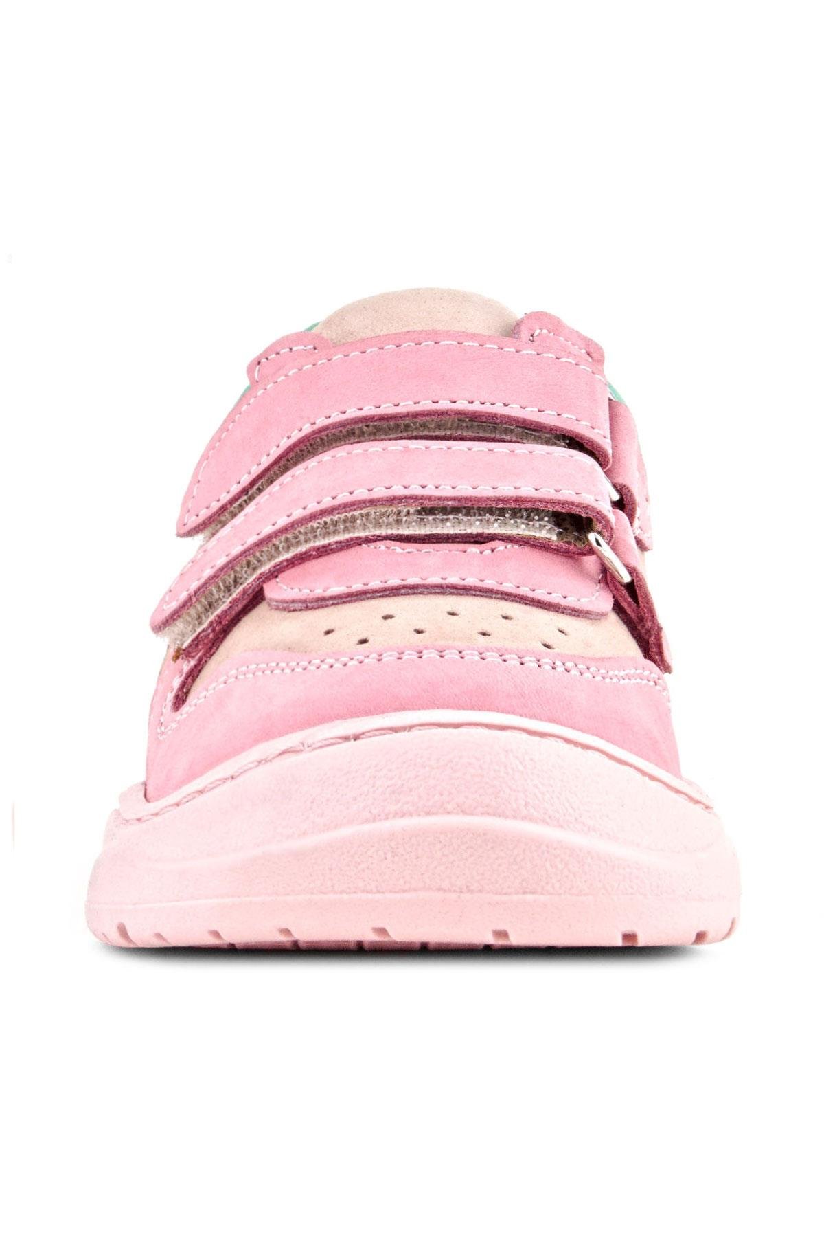 Schaggy Hakiki Deri Pembe Yeşil Bebek Spor Ayakkabı - Görsel 5