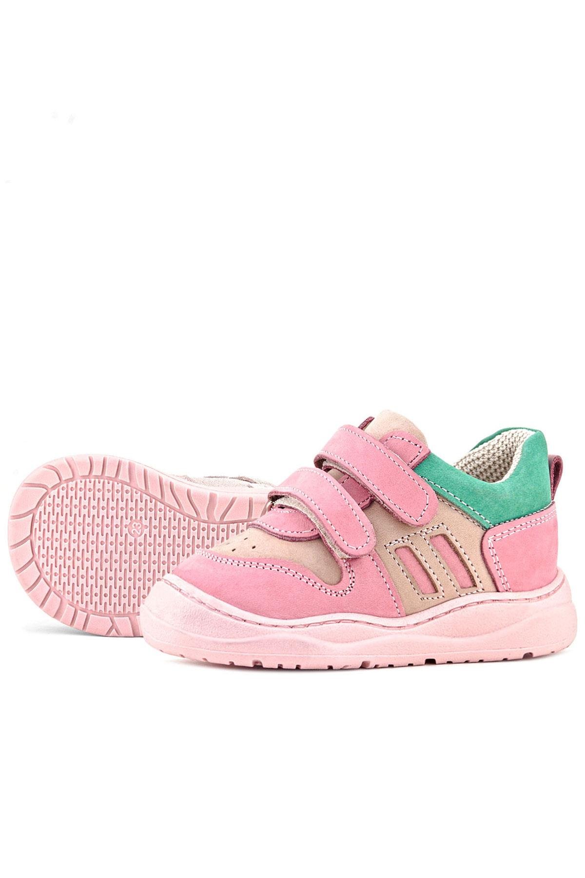 Schaggy Hakiki Deri Pembe Yeşil Bebek Spor Ayakkabı - Görsel 8