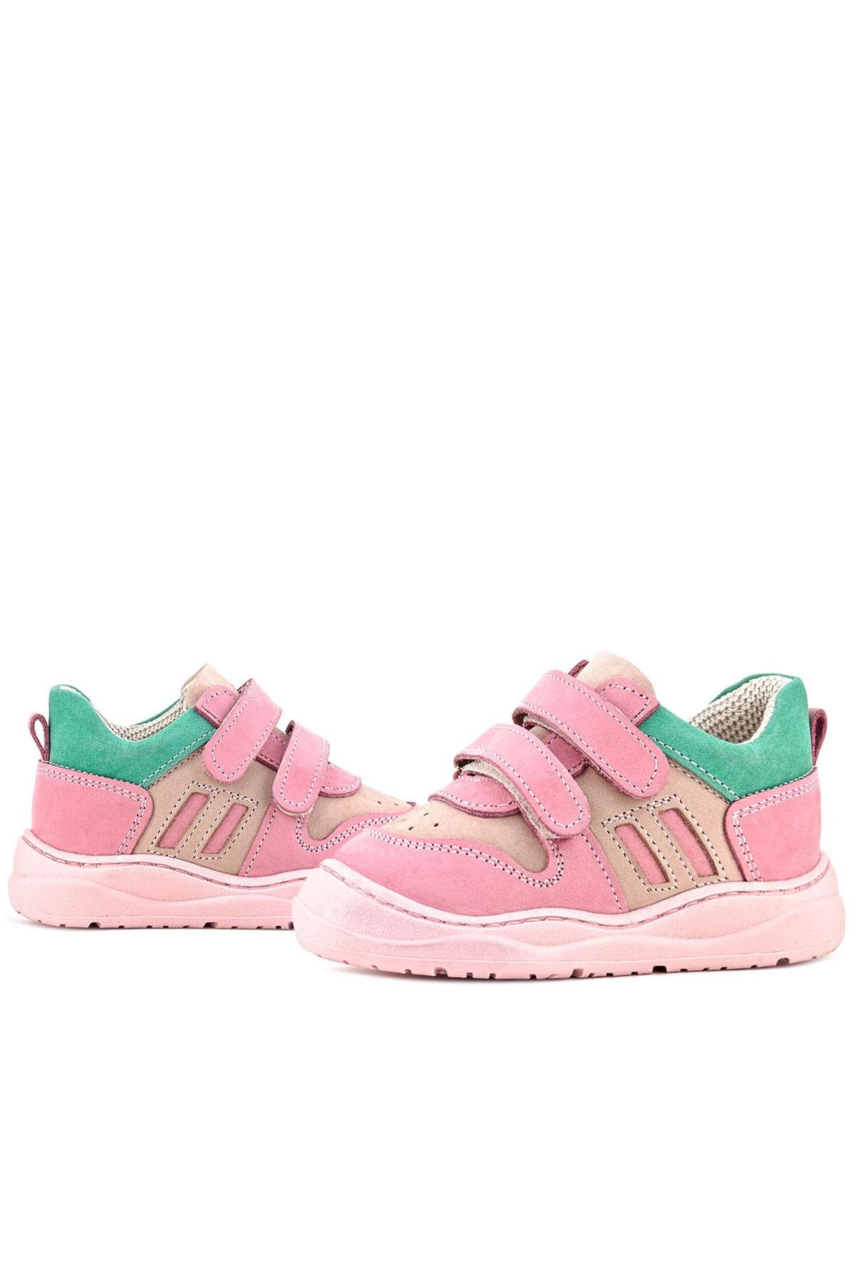 Schaggy Hakiki Deri Pembe Yeşil Bebek Spor Ayakkabı - Görsel 9