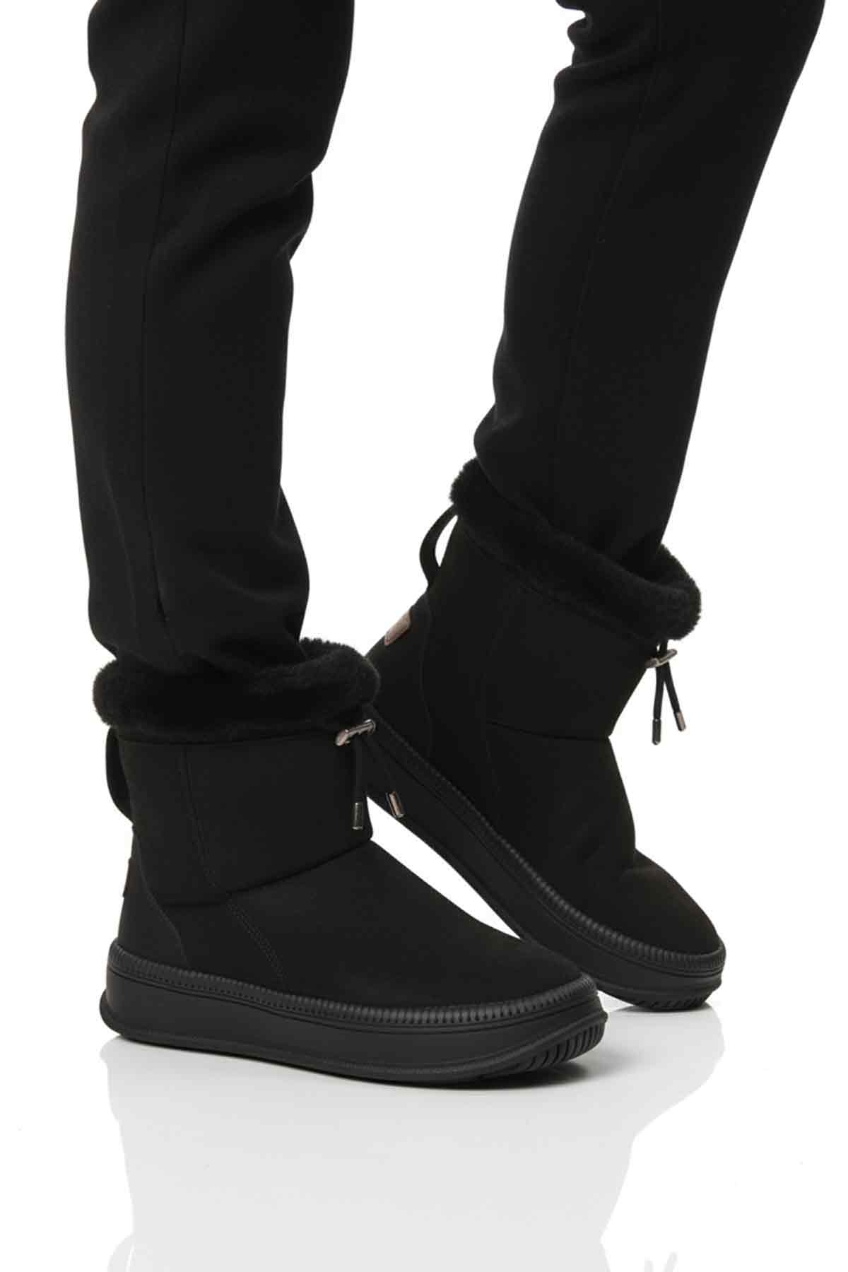 Aspor Siyah Kürklü Kadın Düz Bot - Görsel 2