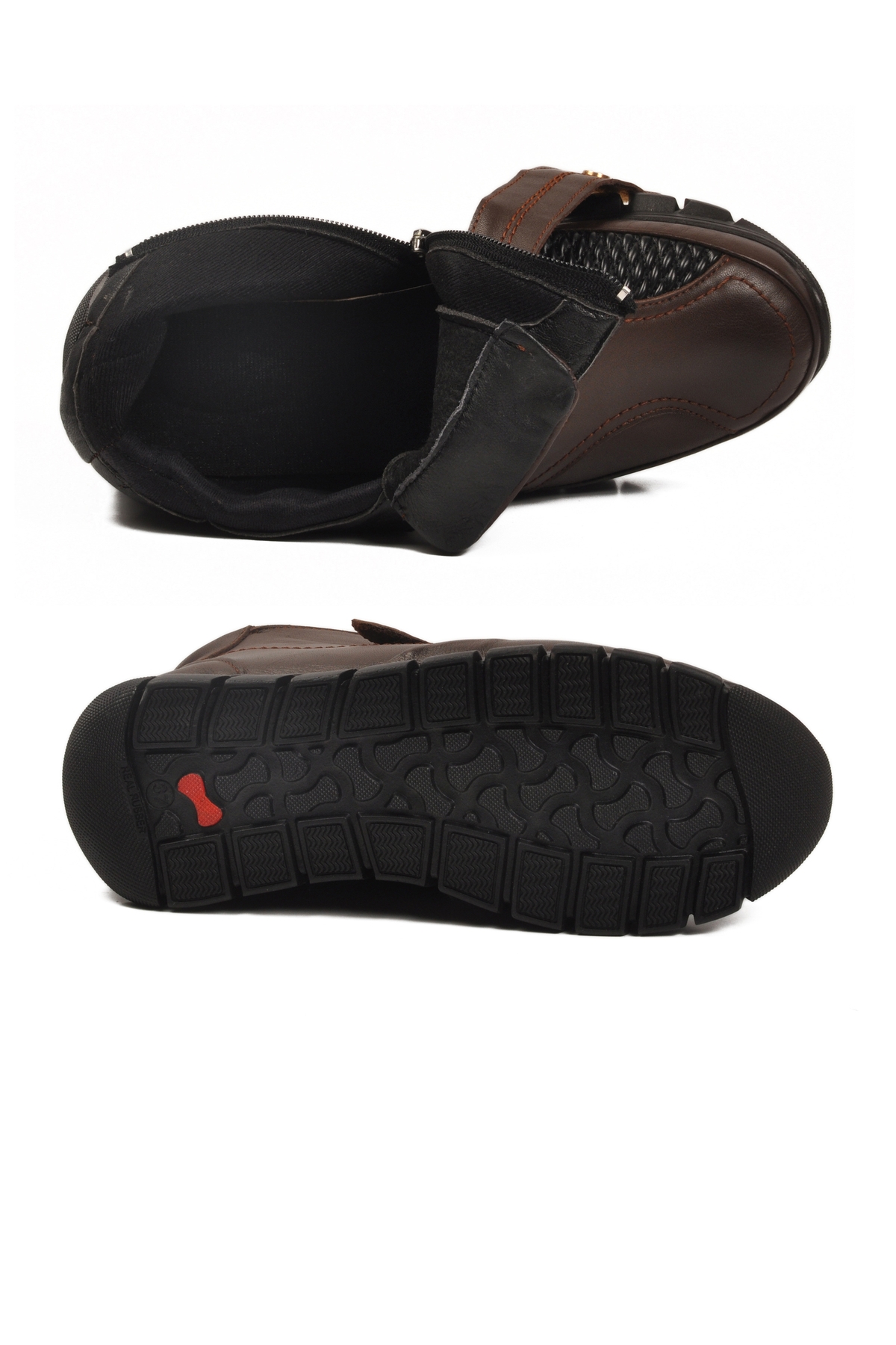 Aspor Kahve Hakiki Deri İçi Polarlı Fermuarlı Kadın Düz Bot - Görsel 6