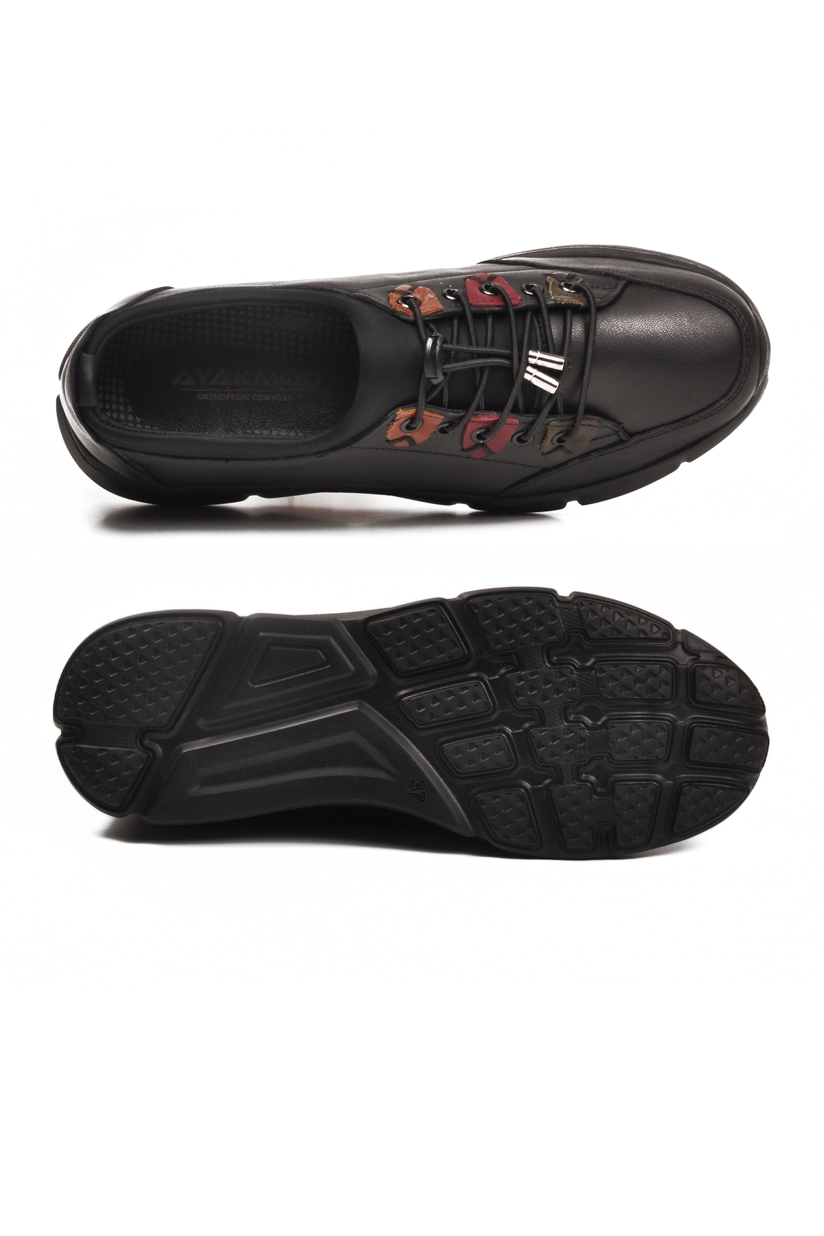 Aspor Siyah Hakiki Deri Ortopedik Kadın Casual Ayakkabı - Görsel 6