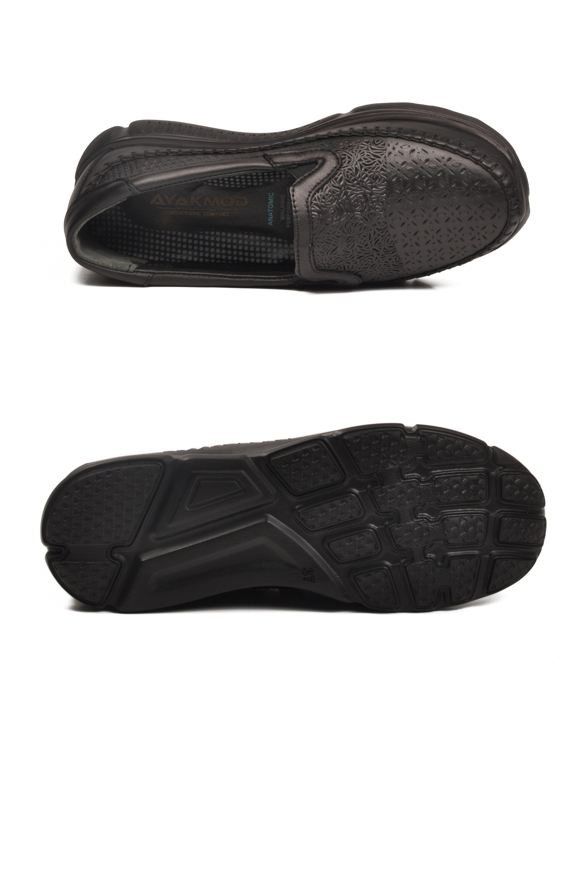 Aspor Siyah Hakiki Deri Ortopedik Kadın Casual Ayakkabı - Görsel 6
