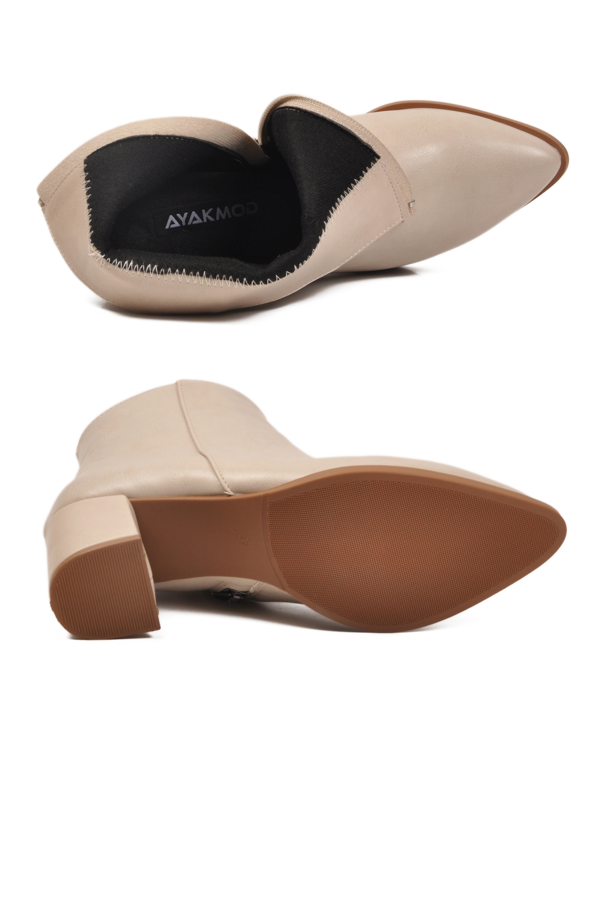 Aspor Bej Fermuarlı Polarlı Kadın Topuklu Bot - Görsel 6