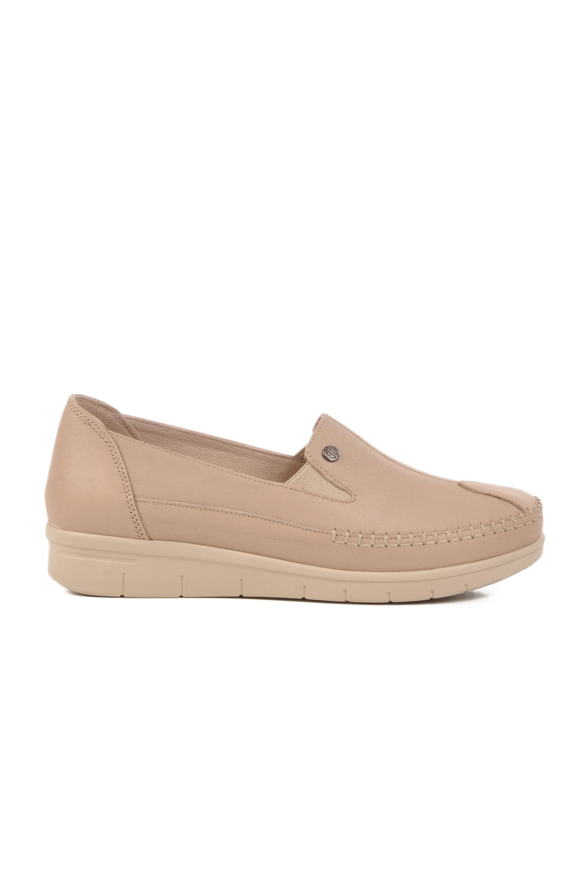 Aspor Krem Hakiki Deri Anatomik Kadın Casual Ayakkabı - Görsel 2