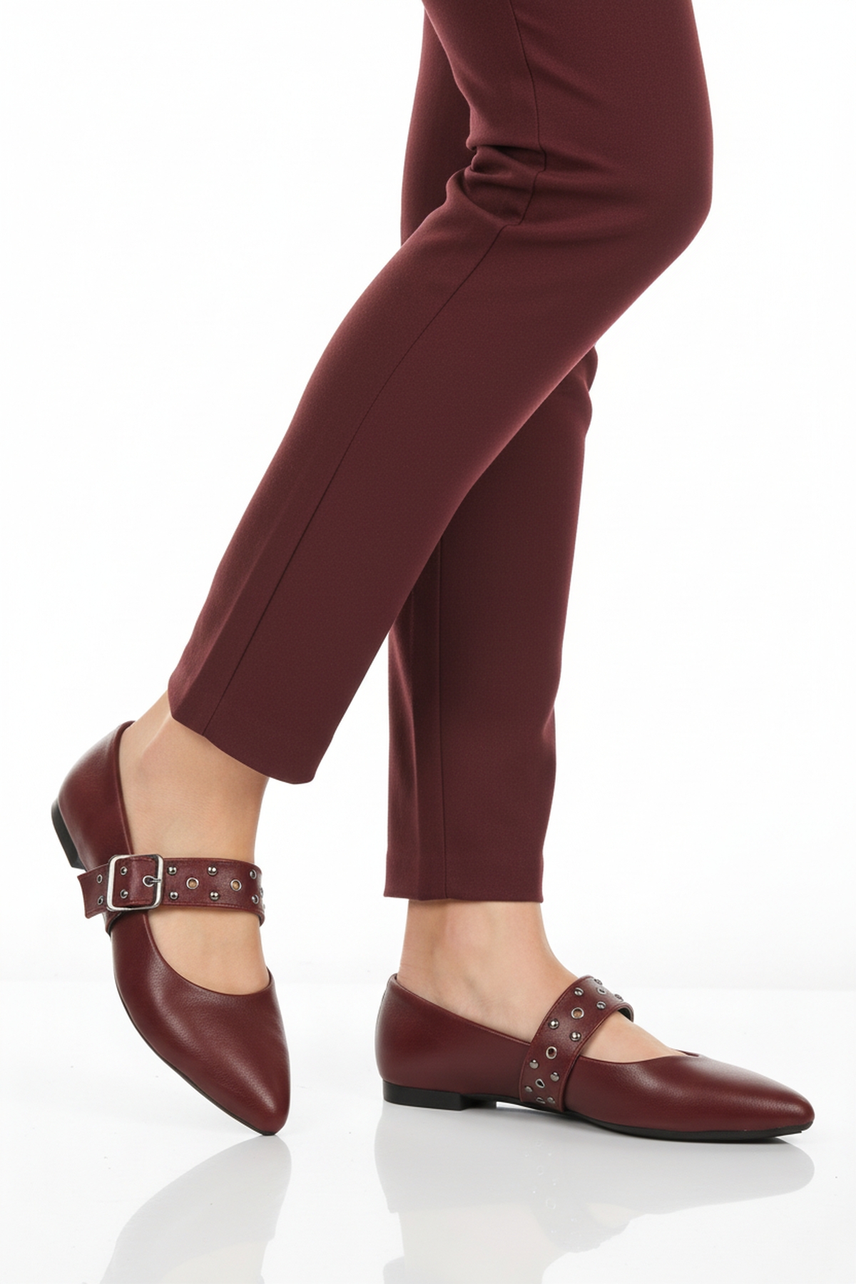 Aspor Bordo Kemerli Kadın Babet - Görsel 2