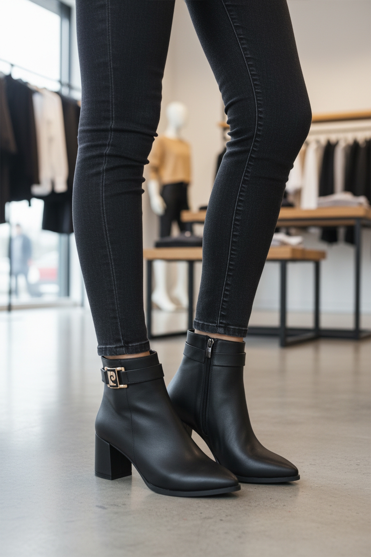 Siyah İçi Kürklü Fermuarlı Kadın Topuklu Bot - Görsel 4