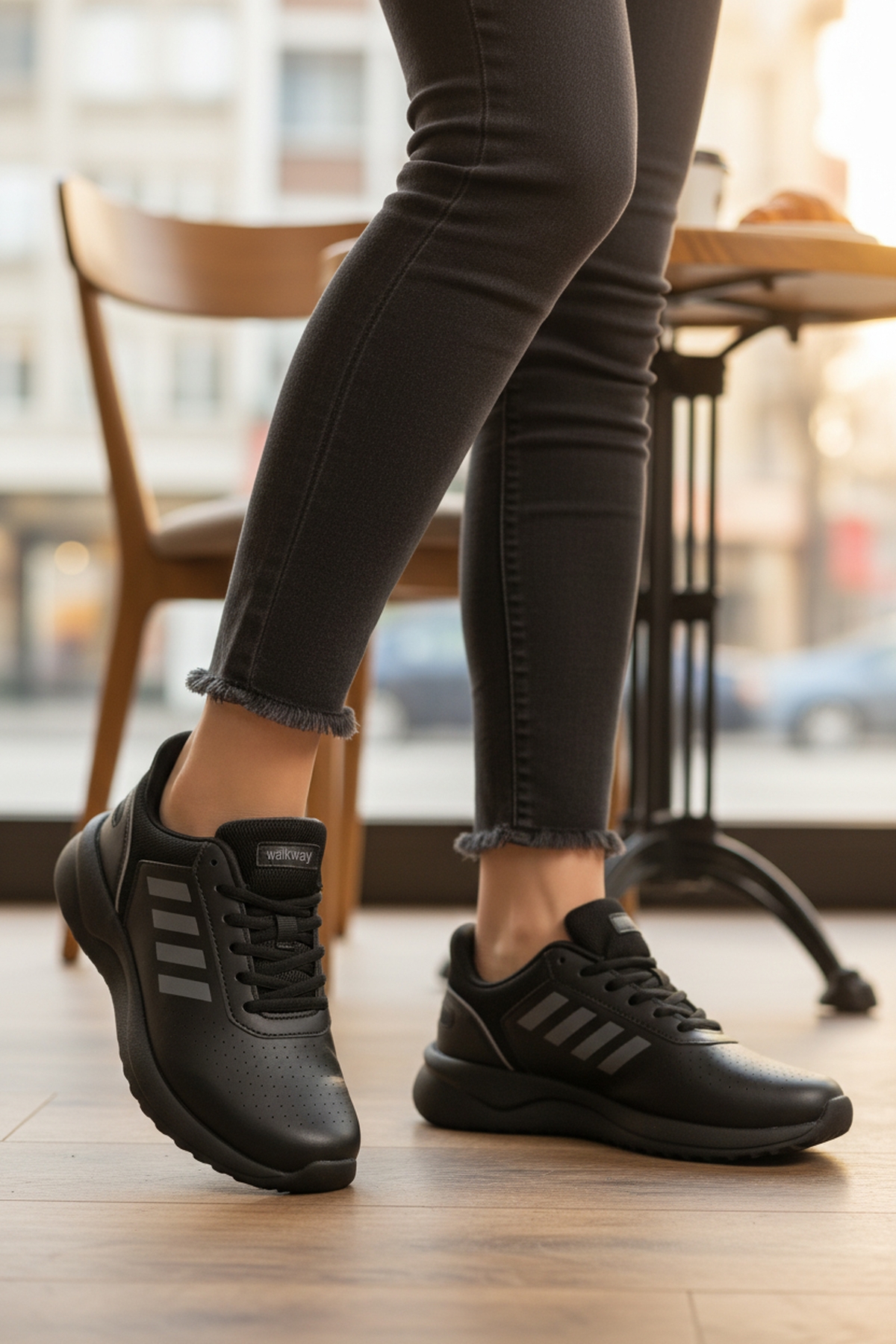 Siyah Bağcıklı Unisex Spor Ayakkabı - Görsel 4