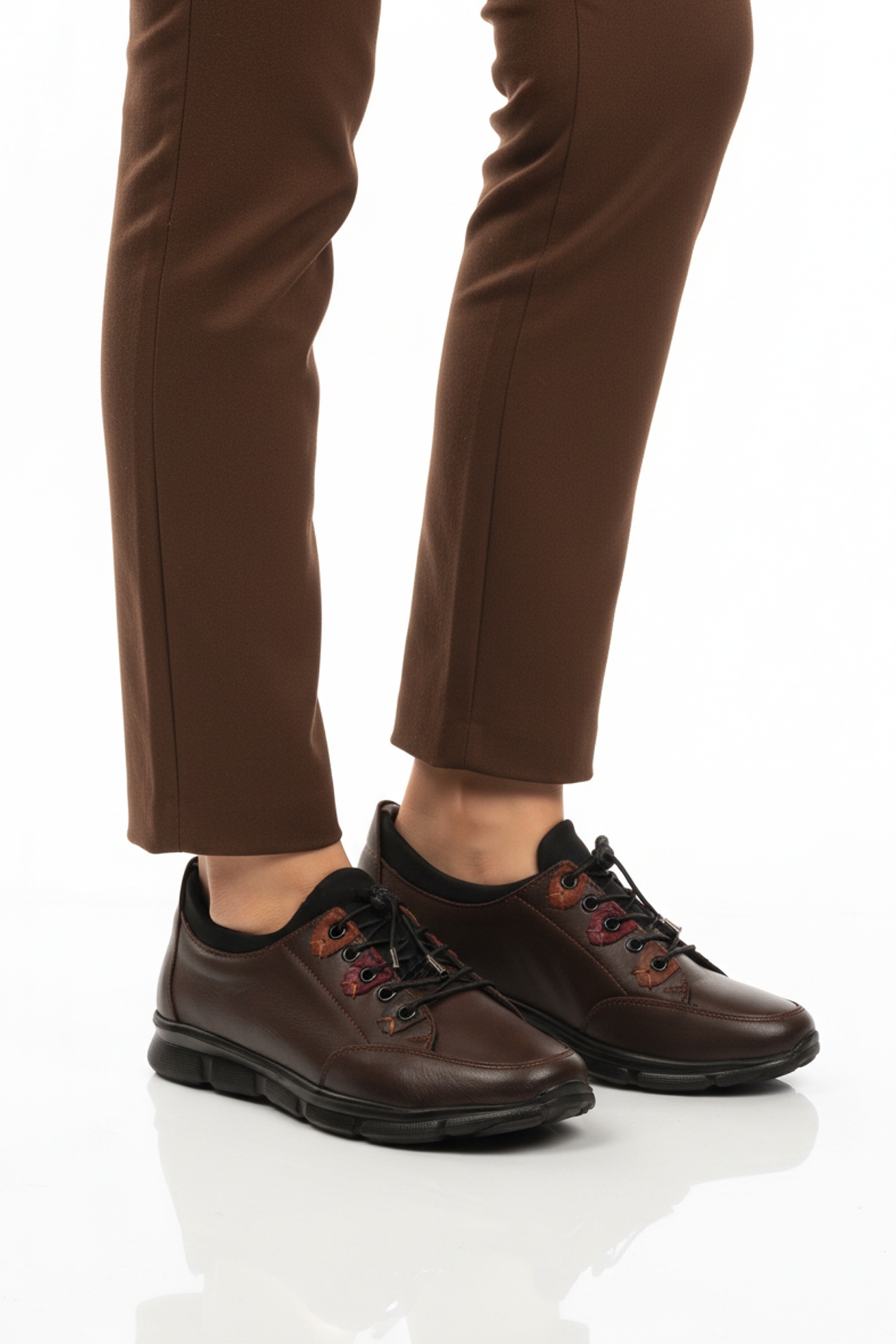 Aspor Kahve Hakiki Deri Ortopedik Kadın Casual Ayakkabı - Görsel 2