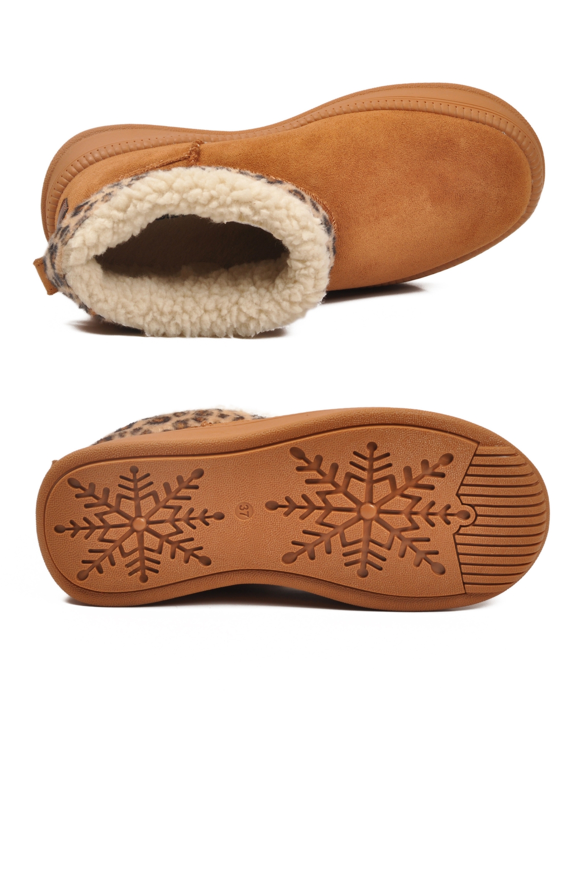 Aspor Taba Leopar Kürklü Kadın Düz Bot - Görsel 6