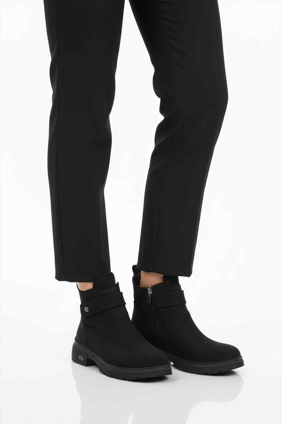 Siyah Nubuk Kürklü Kadın Topuklu Bot - Görsel 2