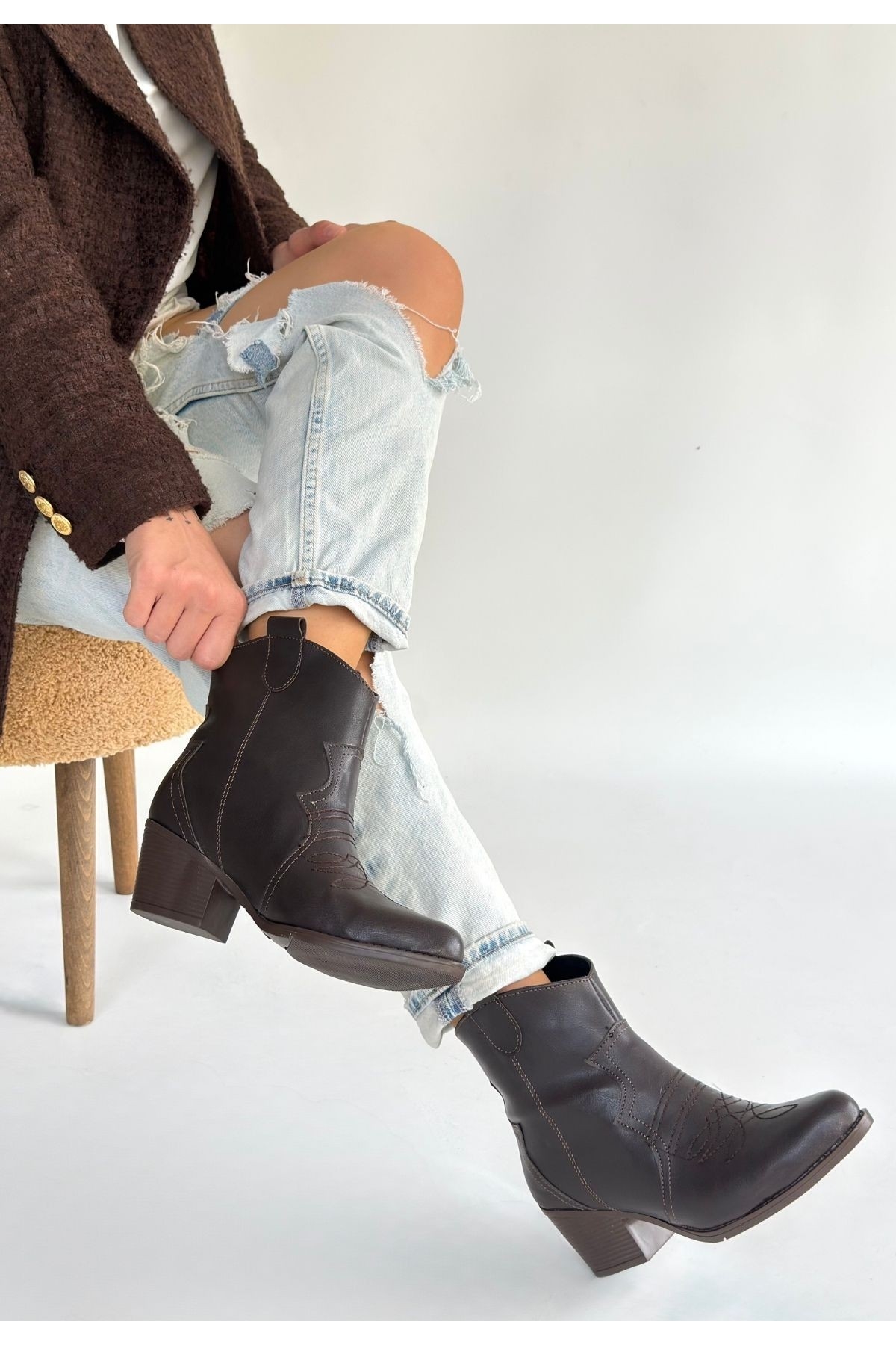 Kahve Kadın Topuklu Bot - Görsel 3