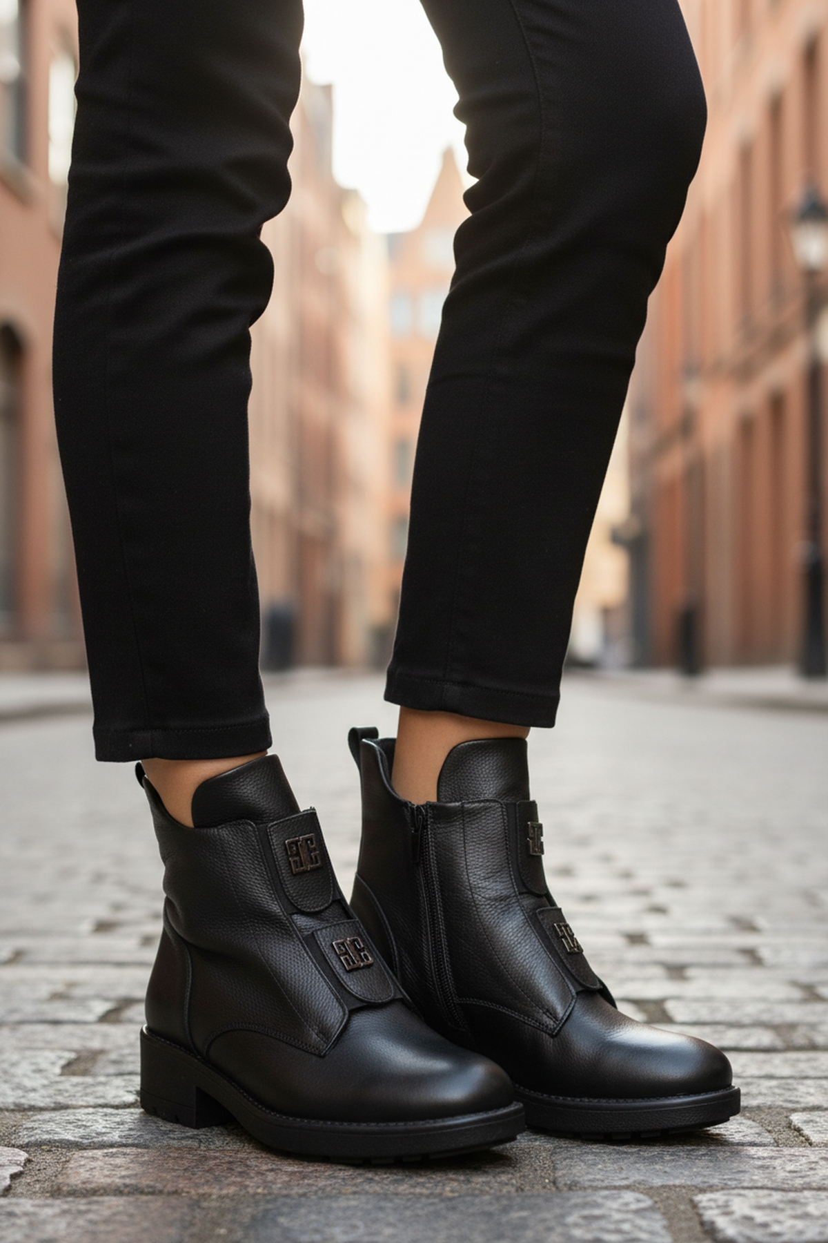 Aspor Siyah Hakiki Deri Fermuarlı Kadın Topuklu Bot - Görsel 4