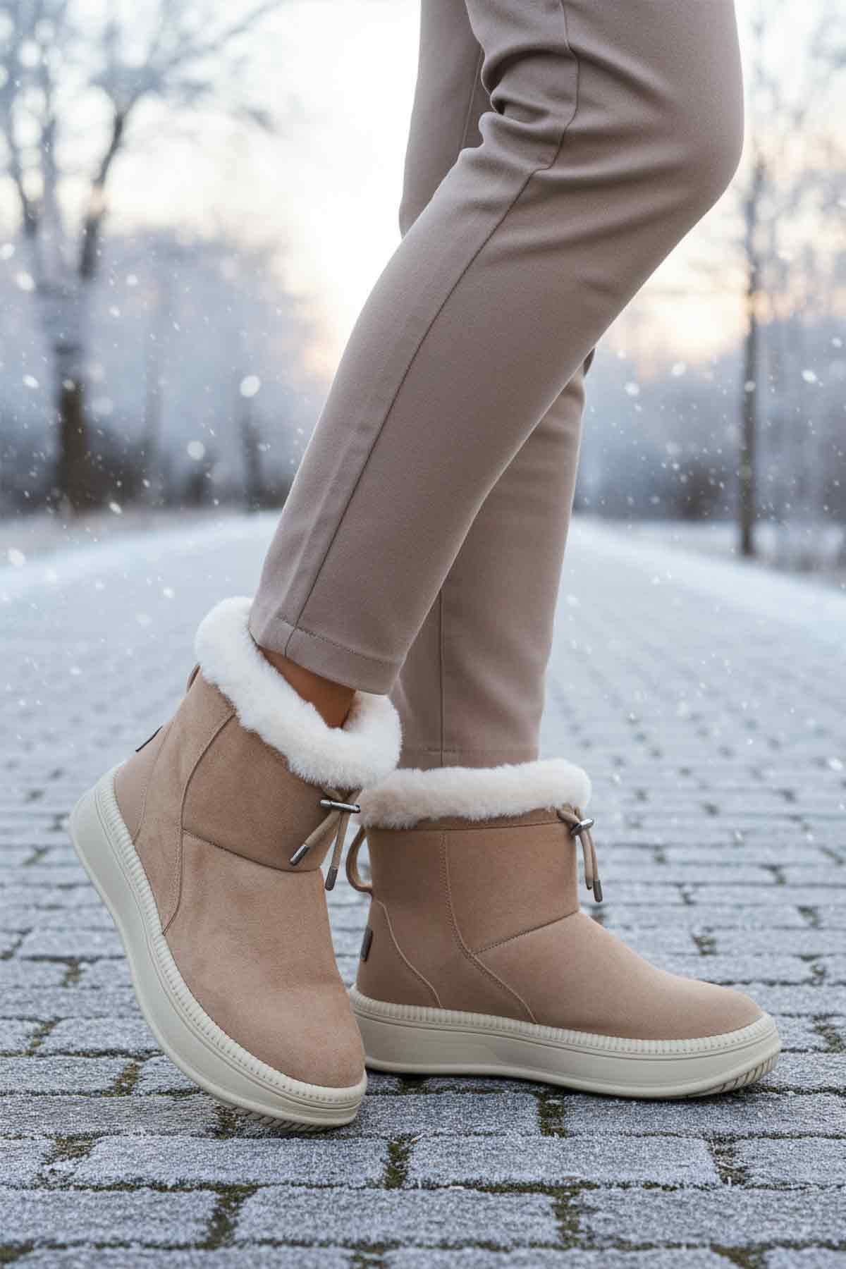 Aspor Vizon Kürklü Kadın Düz Bot - Görsel 4