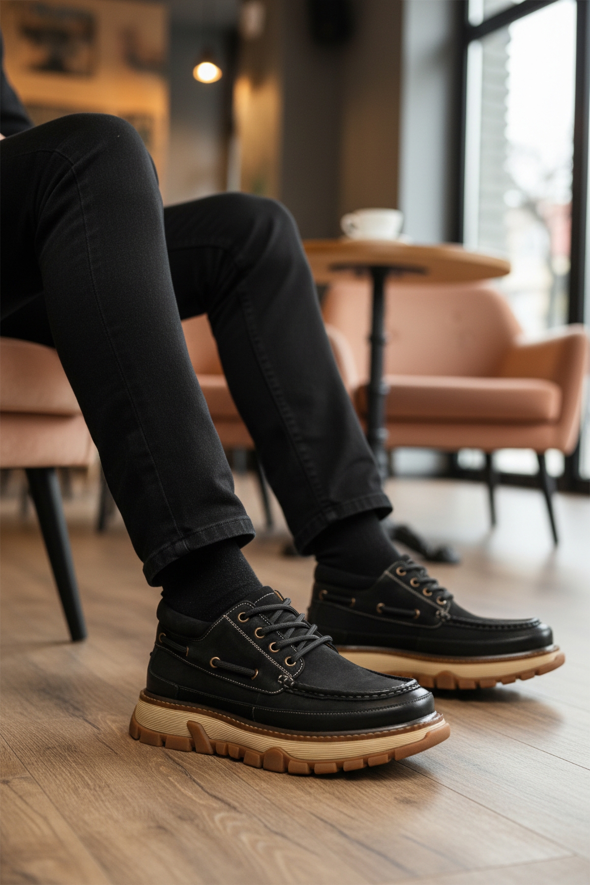 Siyah Nubuk Hakiki Deri Erkek Casual Ayakkabı - Görsel 4