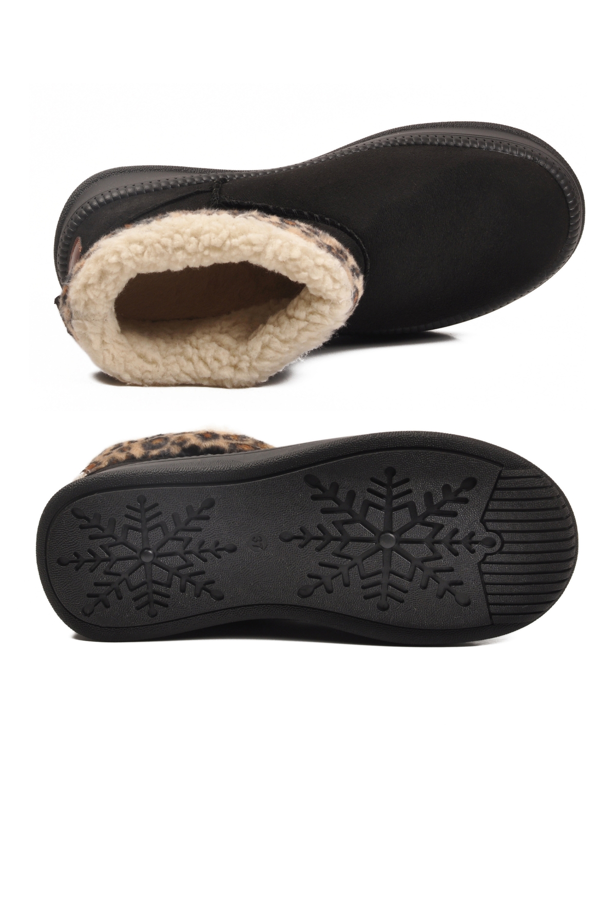 Aspor Siyah Leopar Kürklü Kadın Düz Bot - Görsel 6