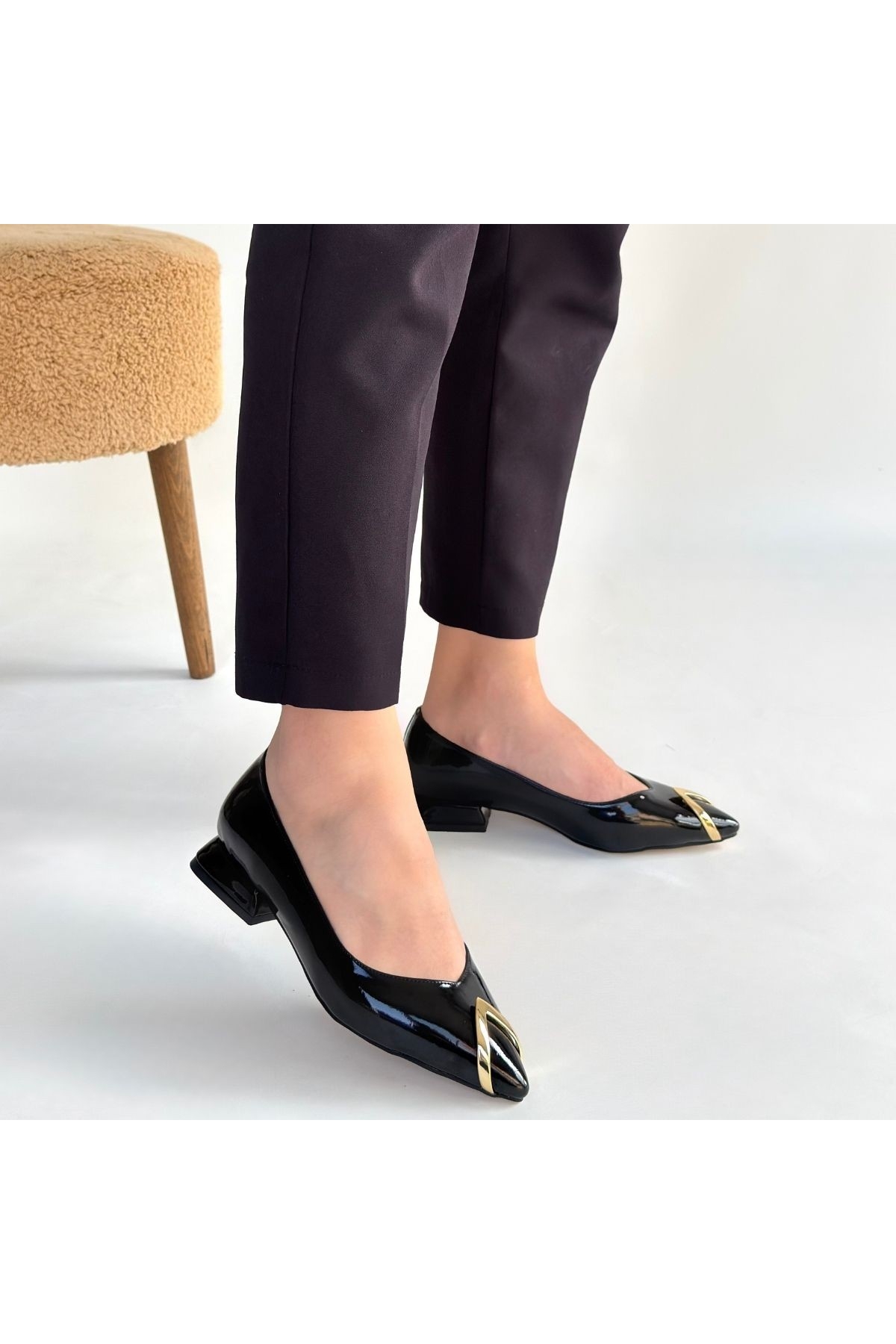 Siyah Rugan Kadın Babet Ayakkabı - Görsel 5