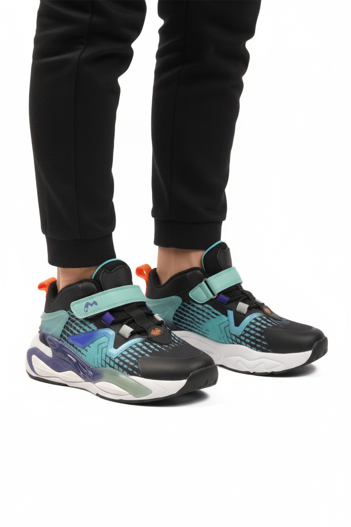 Marcokids Siyah Yeşil Cırtlı Erkek Çocuk Hi Sneaker - Görsel 2