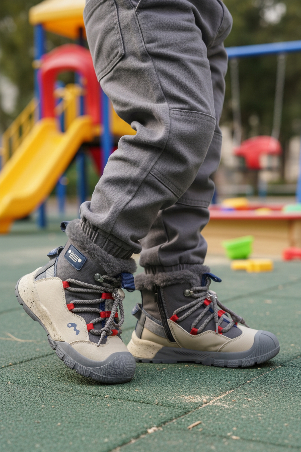 Marcokids Gri İçi Kürklü Erkek Çocuk Düz Bot - Görsel 4