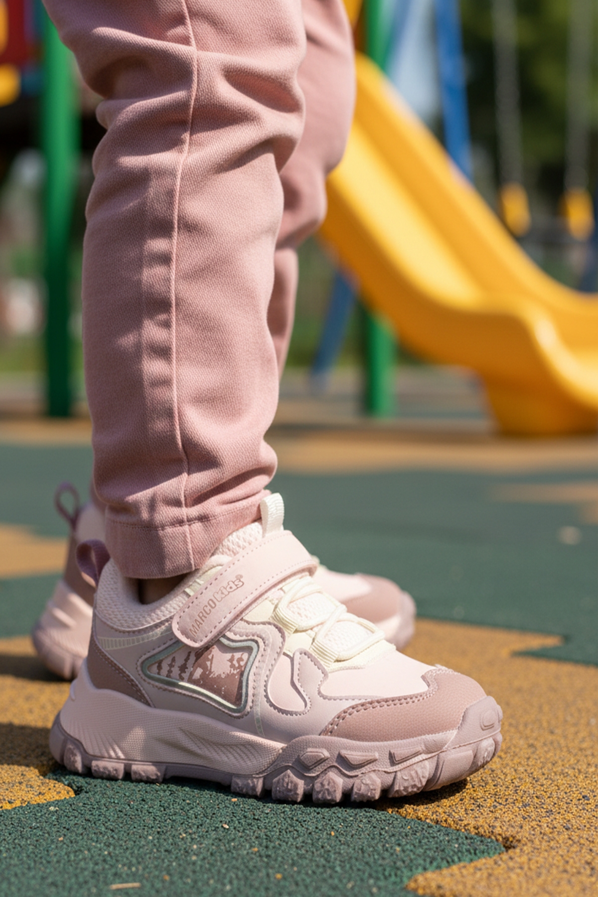 Marcokids Pudra Cırtlı Kız Çocuk Spor Ayakkabı - Görsel 4