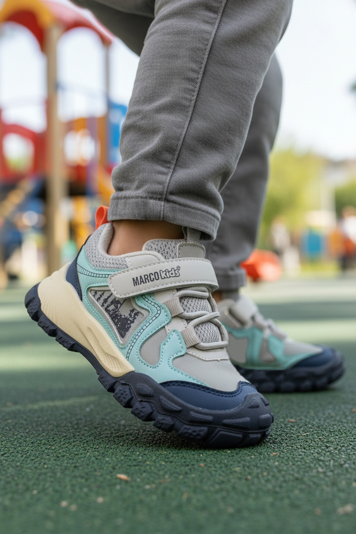 Marcokids Gri Cırtlı Erkek Çocuk Spor Ayakkabı - Görsel 4