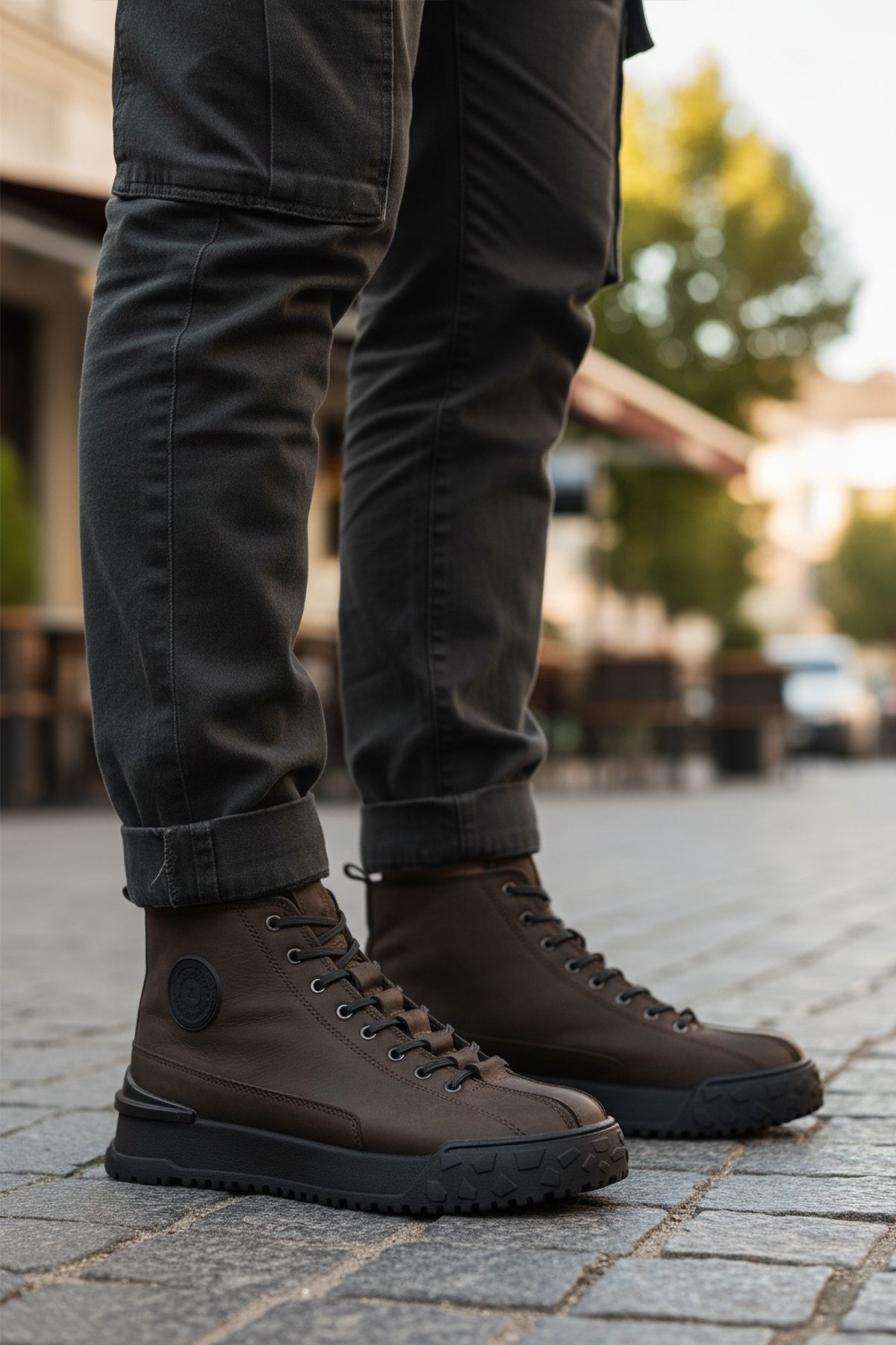 Kahve Nubuk Hakiki Deri Erkek Düz Bot - Görsel 4