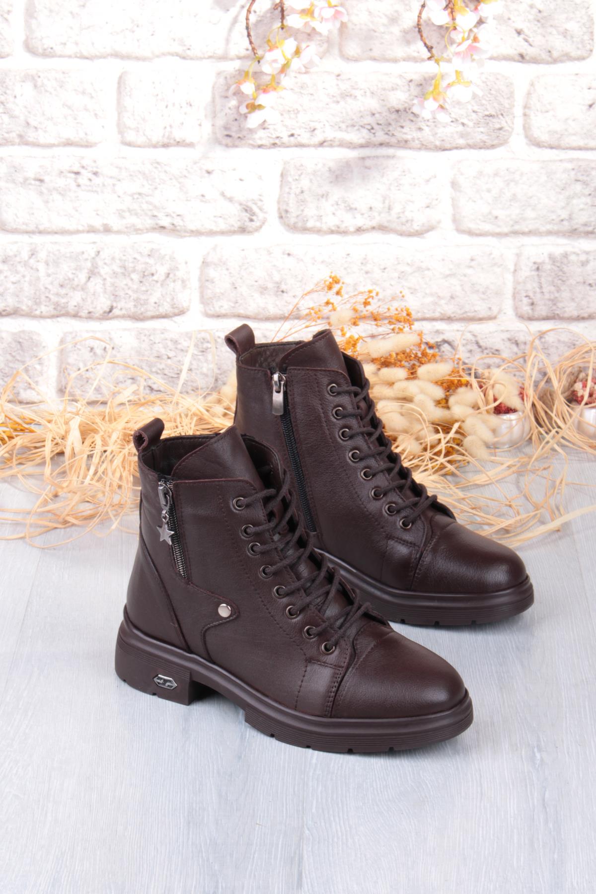 1180 Rahat Sıcak Astar Kaymaz Taban Yumuşak Hakiki Deri Kadın Bot - Görsel 6