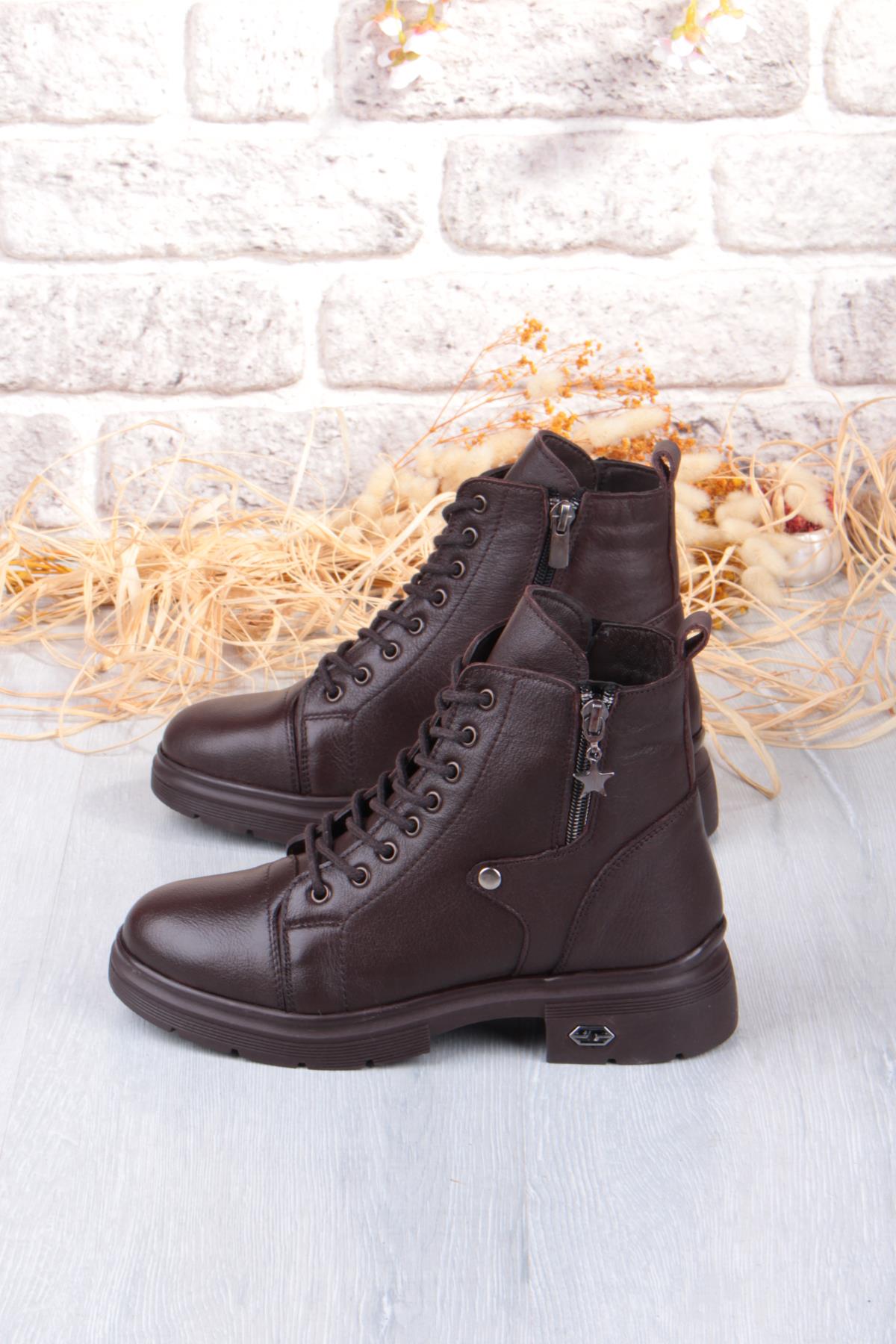 1180 Rahat Sıcak Astar Kaymaz Taban Yumuşak Hakiki Deri Kadın Bot - Görsel 8