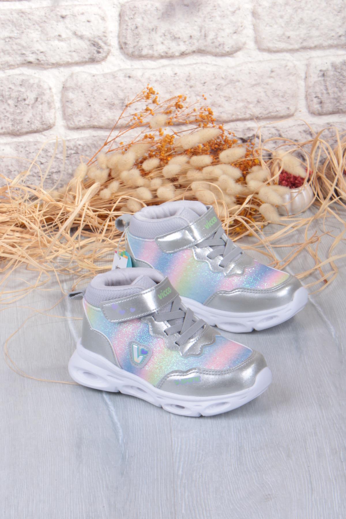 946.B25K.430 Poni Gümüş Anatomik Hafif Işıklı Kız Çocuk Bot - Görsel 2